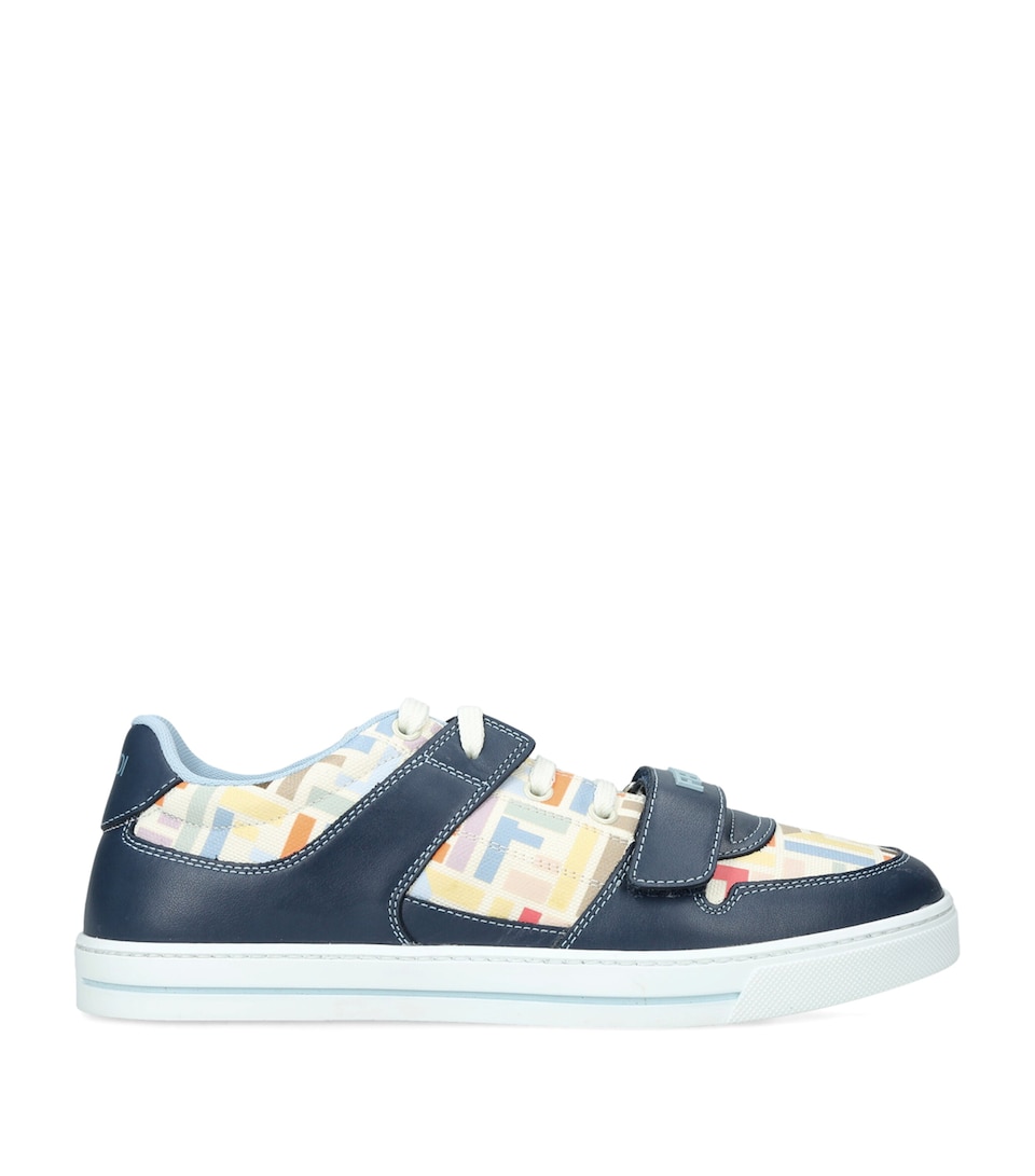 Fendi Kids Leather Logo Sneakers Blue Other