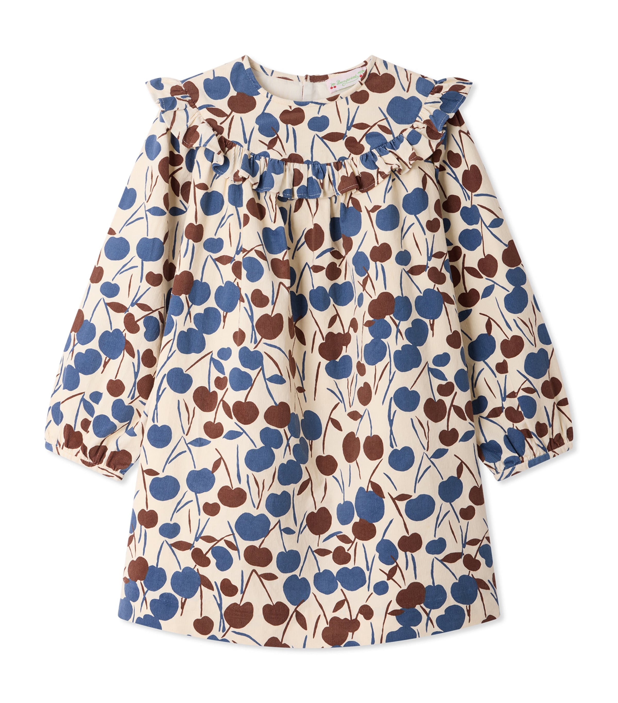 Bonpoint Corduroy Cherry Dress (4-8 Years) Imp Noisette