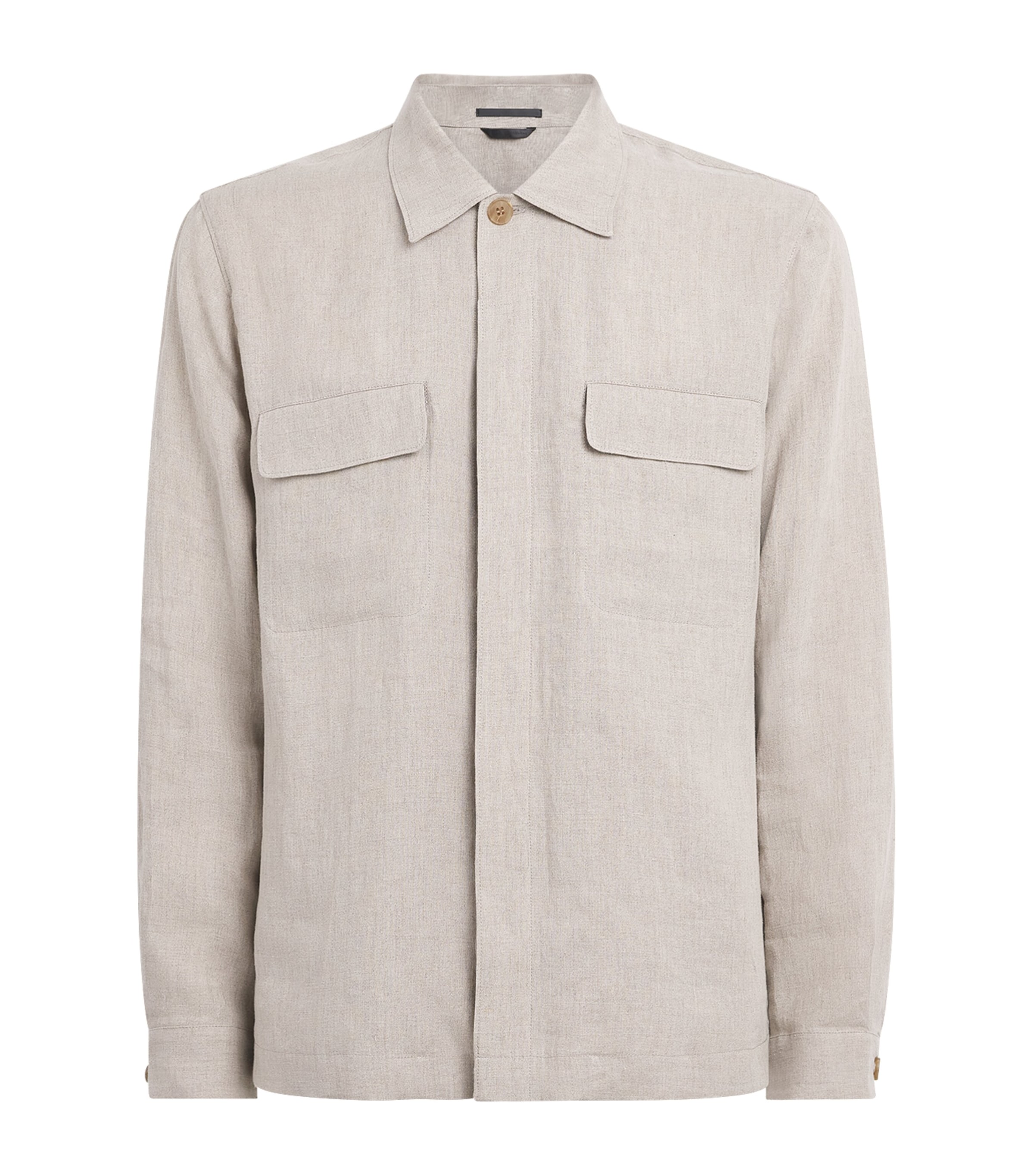 Sunspel Mens Linen Overshirt Brbd Sand