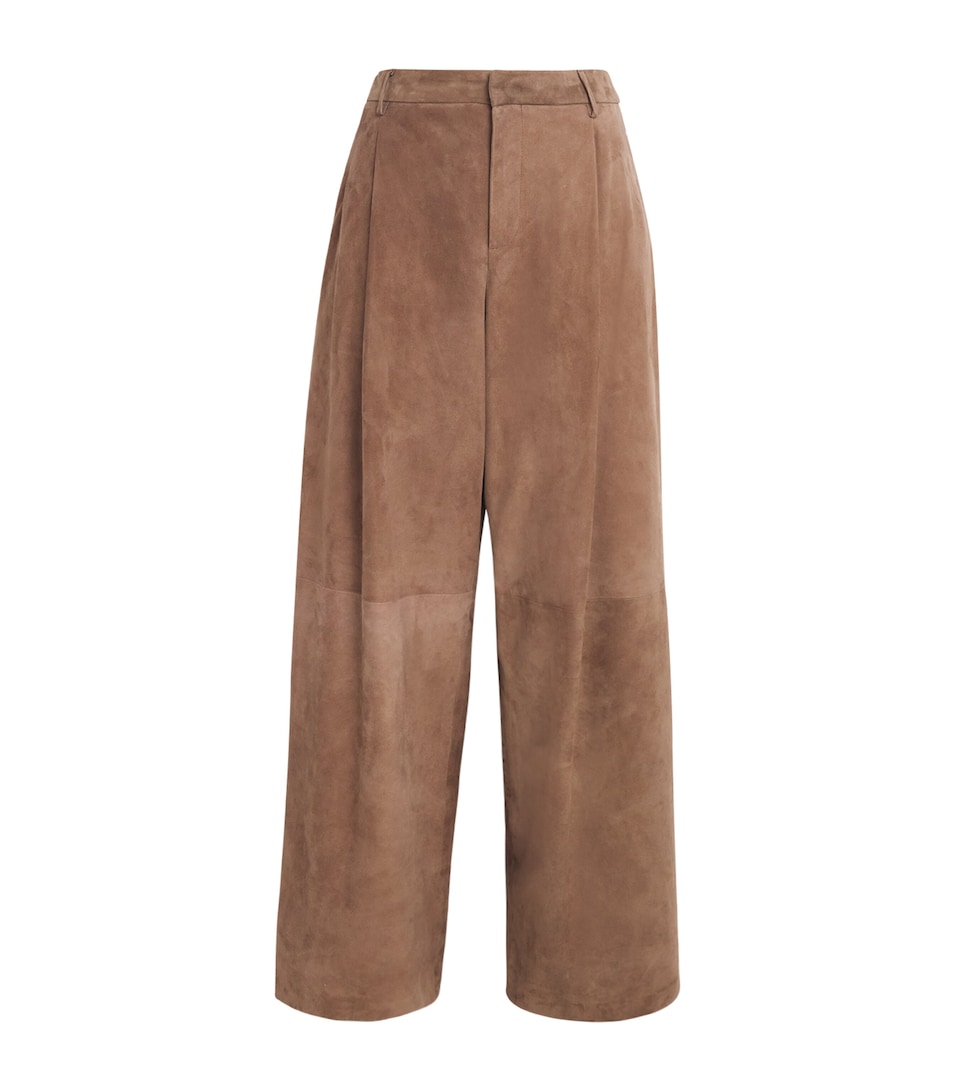Suede Lambskin Wide-Leg Trousers
