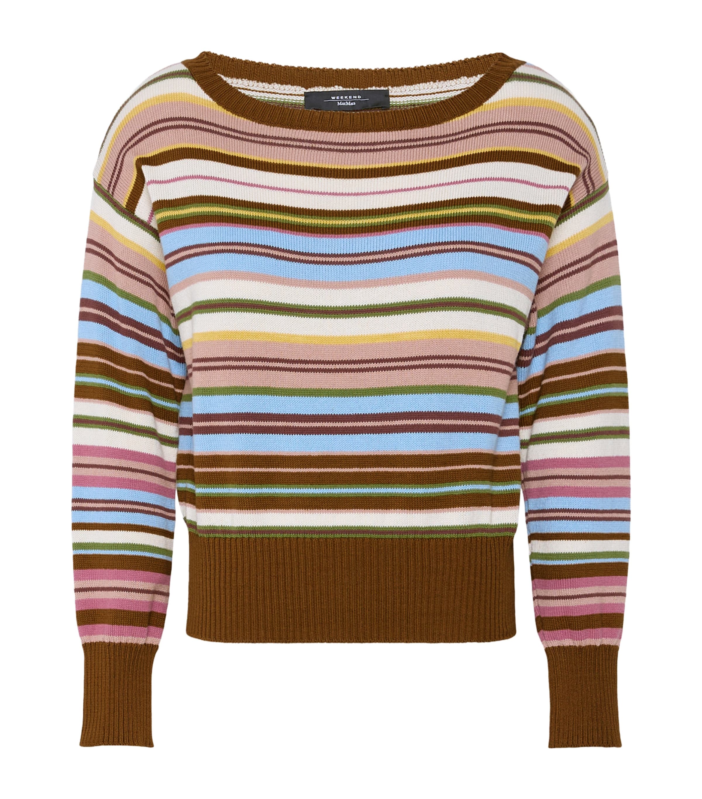 Weekend Max Mara Womens Cotton Stripe Boat-Neck Sweater Multicolour