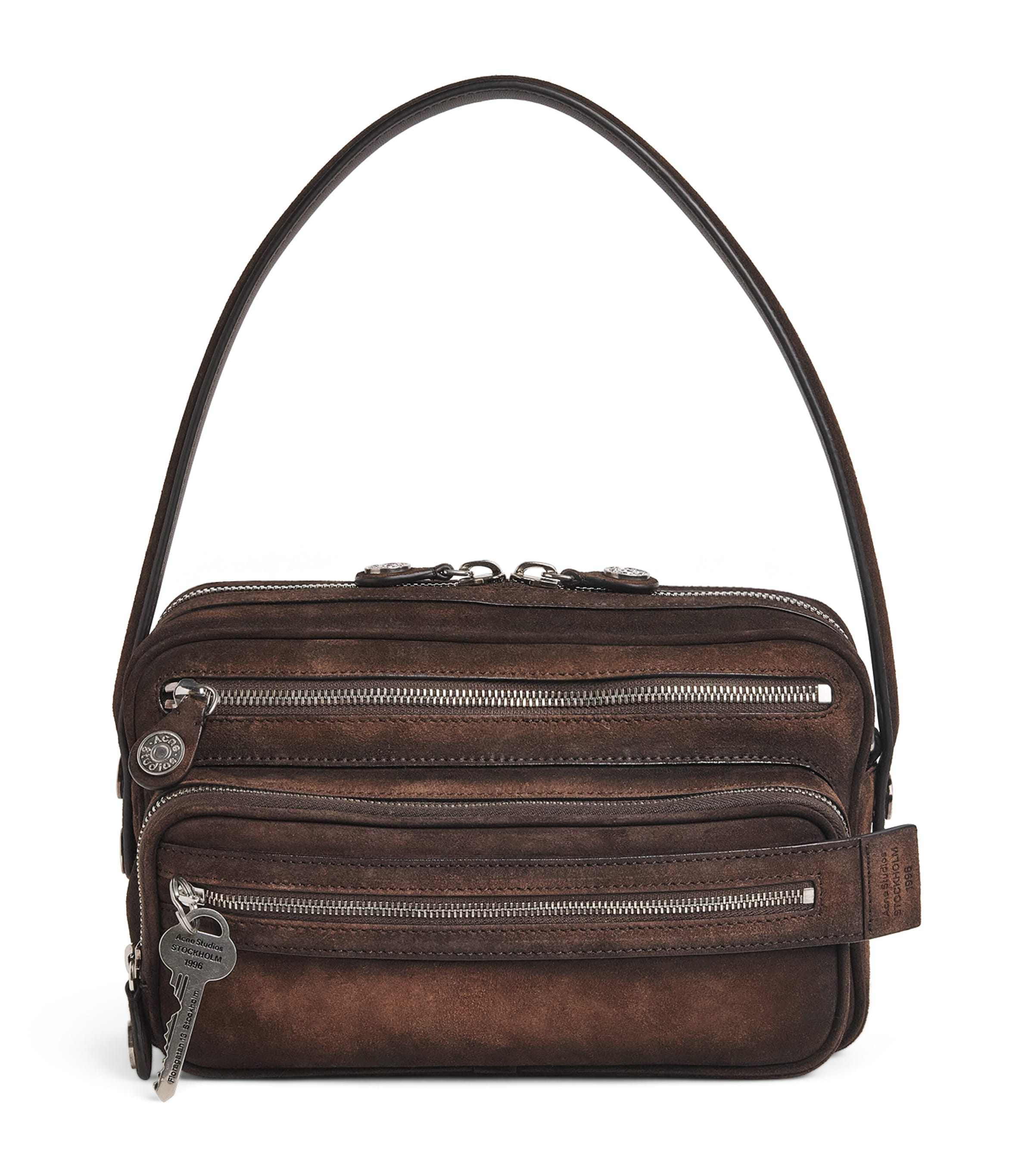 Acne Studios Waxed Leather Camero Party Shoulder Bag Dakr Brown