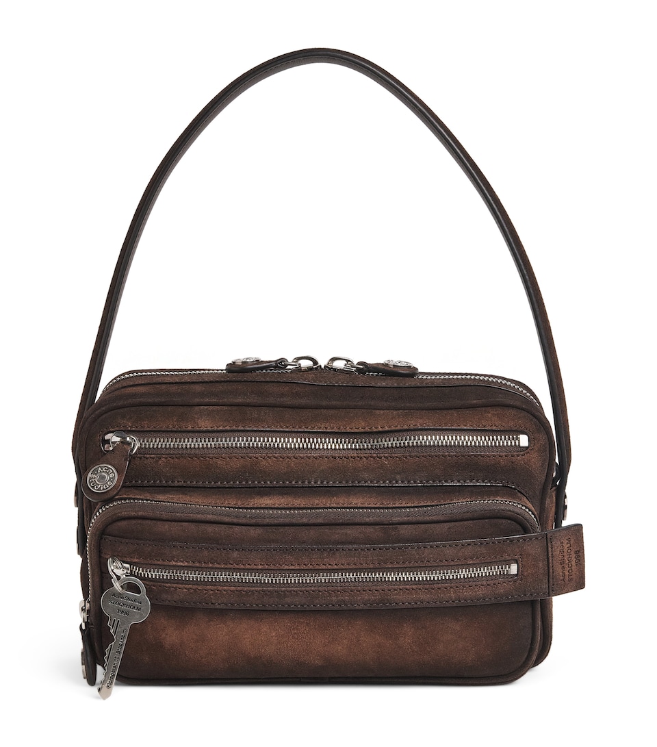 Acne Studios Waxed Leather Camero Party Shoulder Bag Dakr Brown