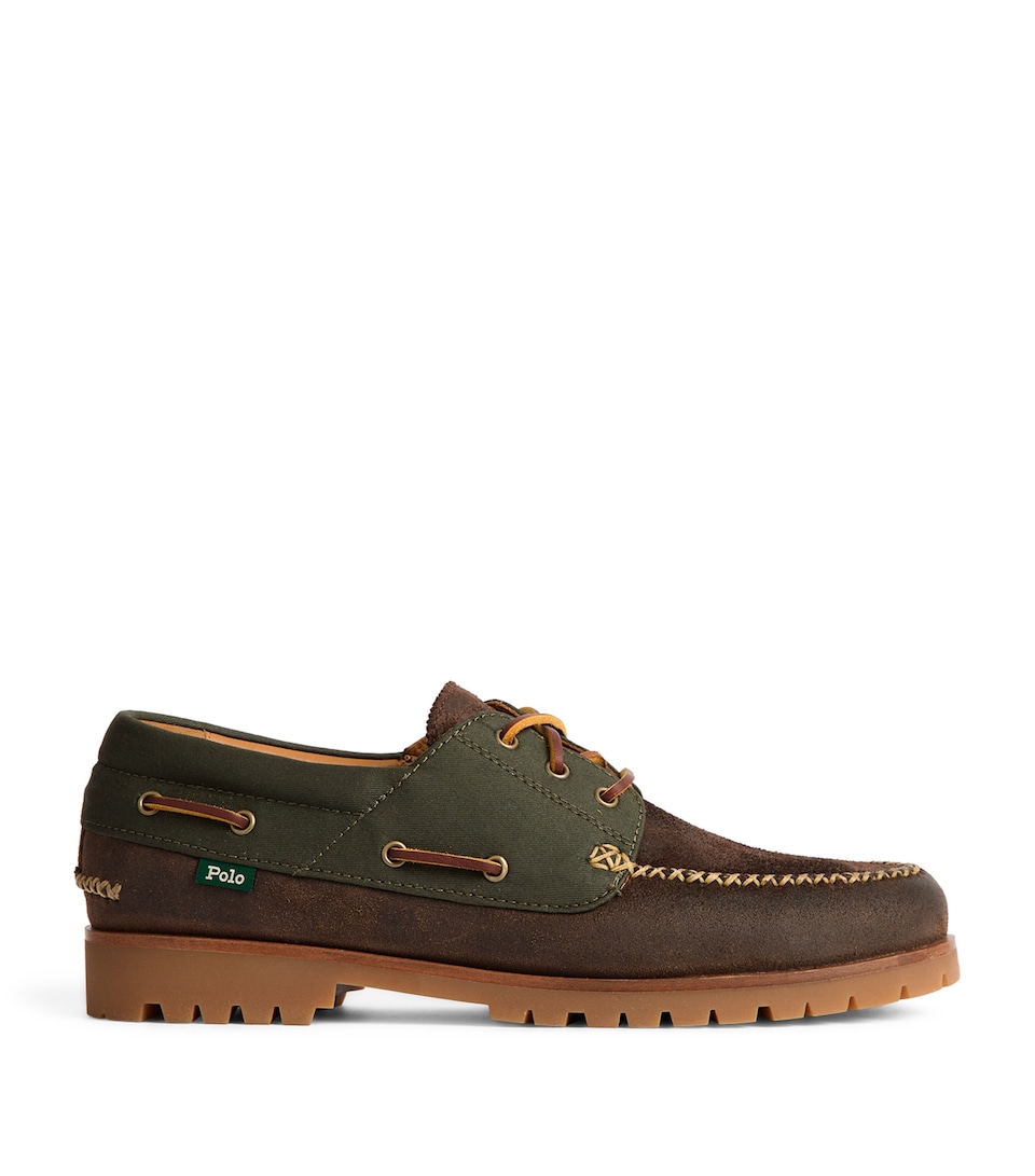 Polo Ralph Lauren Leather Ranger Boat Shoes Choc Brn/estate Olve