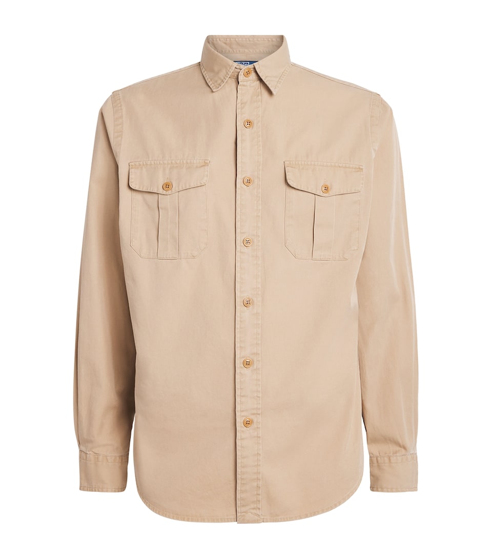 Polo Ralph Lauren Mens Cotton Chest Pocket Shirt Vintage Khaki