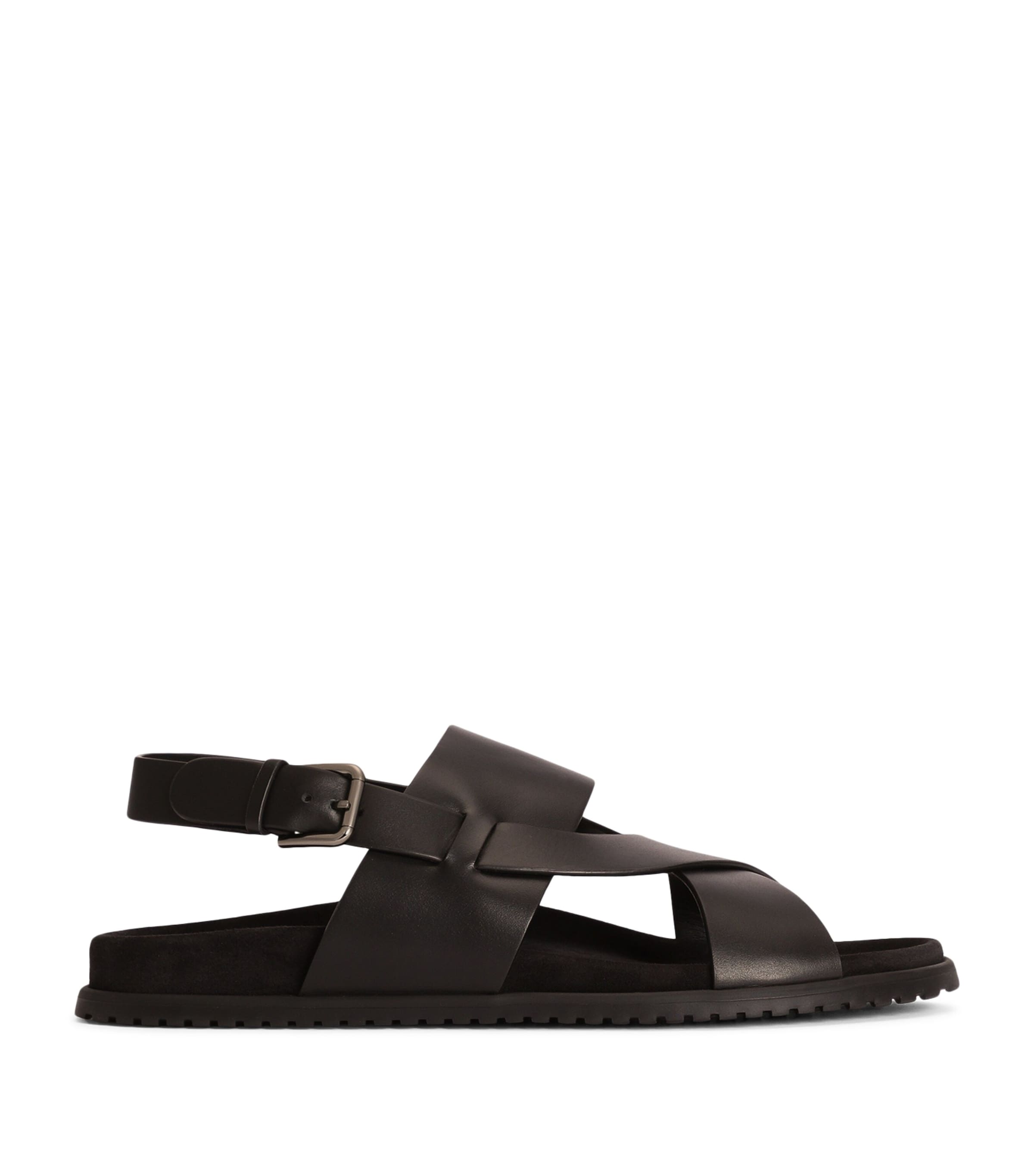 Dolce&Gabbana Leather Cross-Strap Sandals Black