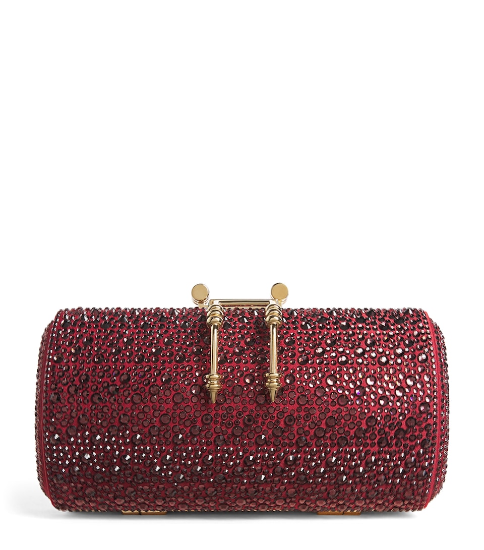 OKHTEIN Soirée Clutch Bag Burgundy Crystals