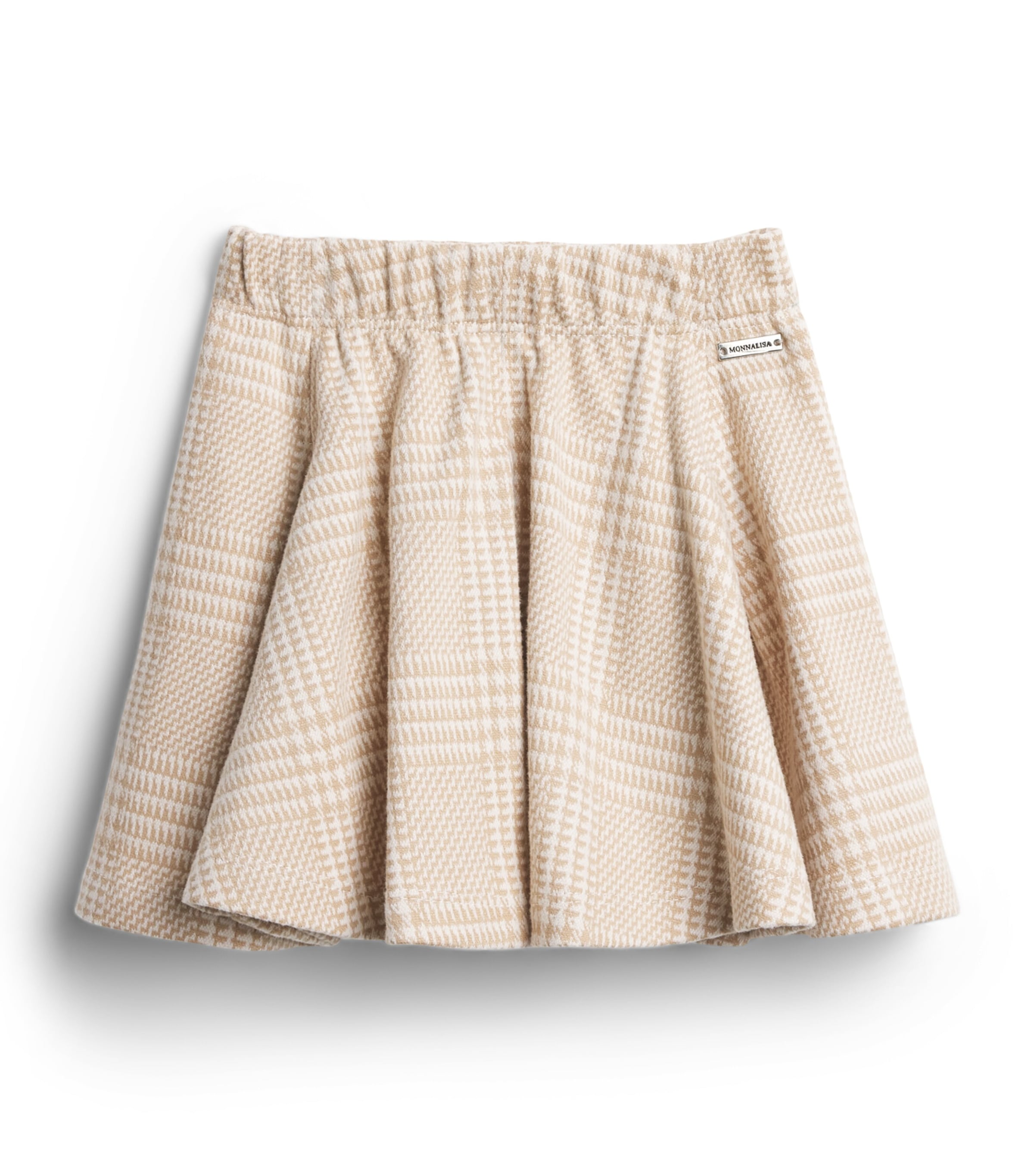 Monnalisa Prince of Wales Check Pleated Skirt (2-12 Years) Ecru + Beige