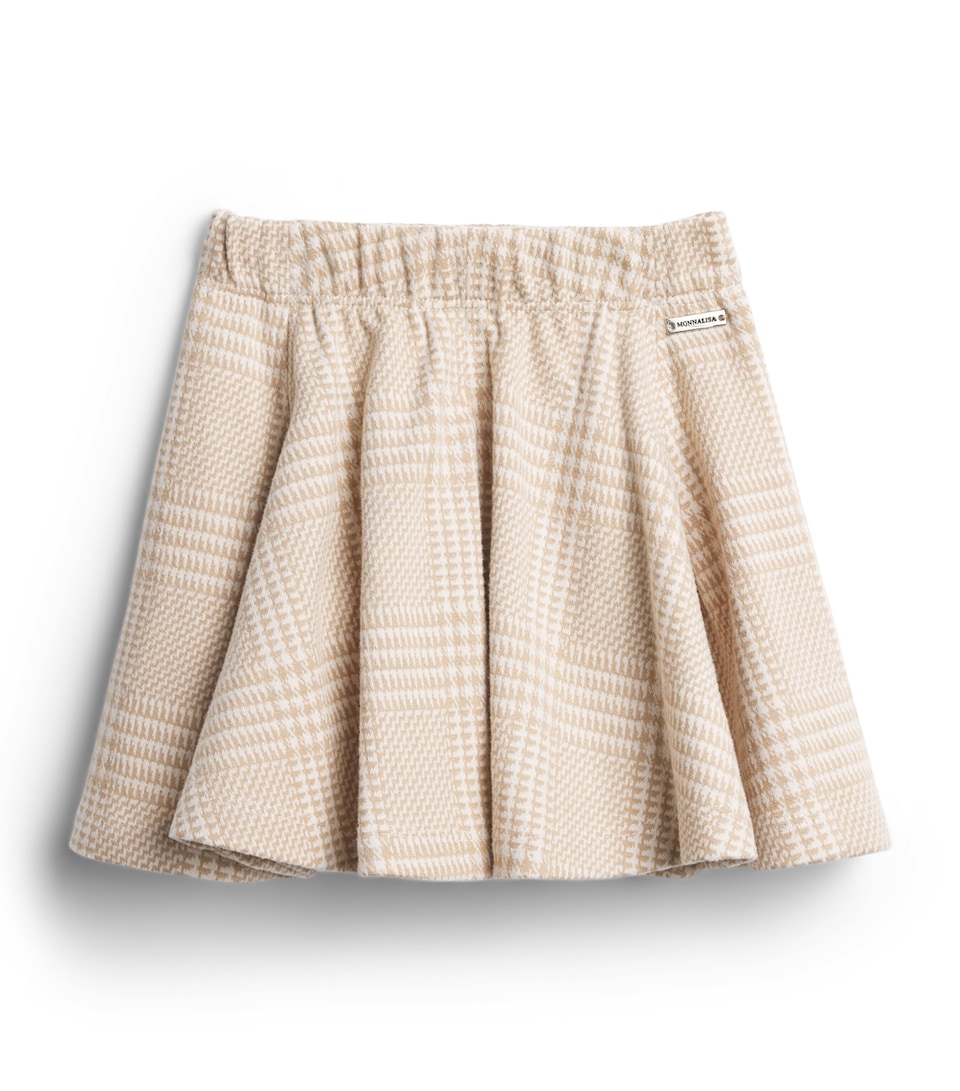 Monnalisa Prince of Wales Check Pleated Skirt (2-12 Years) Ecru + Beige