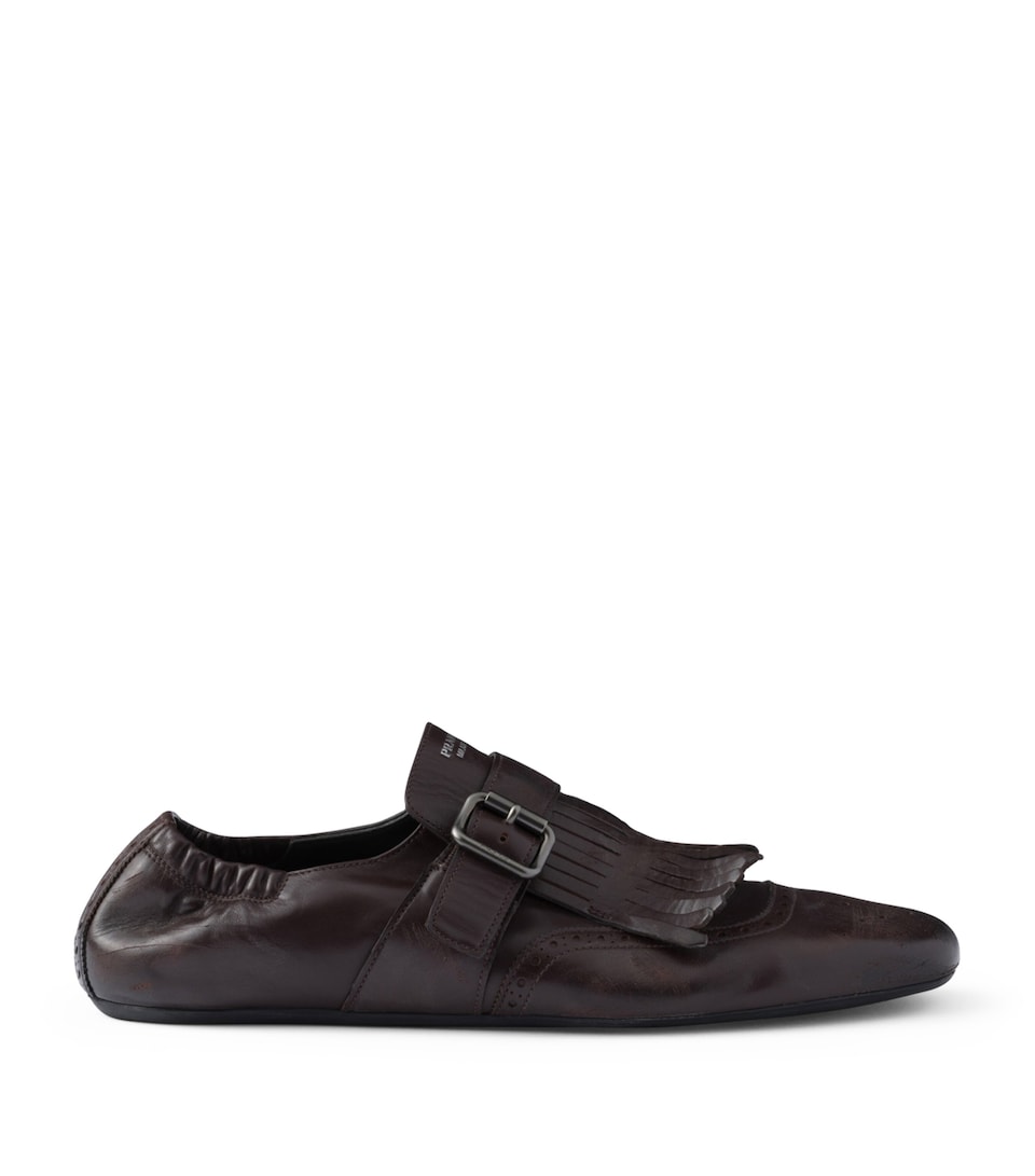 Calf Leather Fringed Monk-Strap Shoes