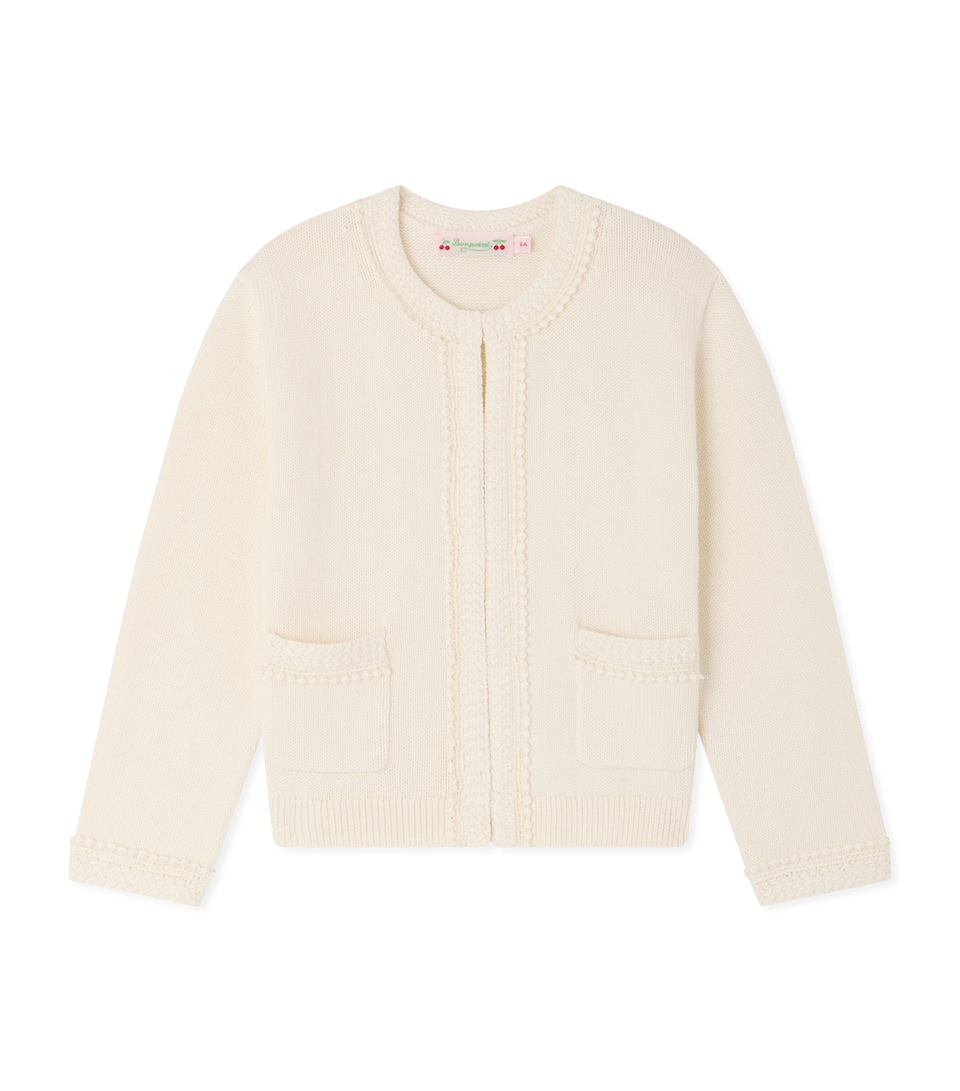 Bonpoint Cotton-Cashmere Stitch-Detail Cardigan (10-14 Years) Craie