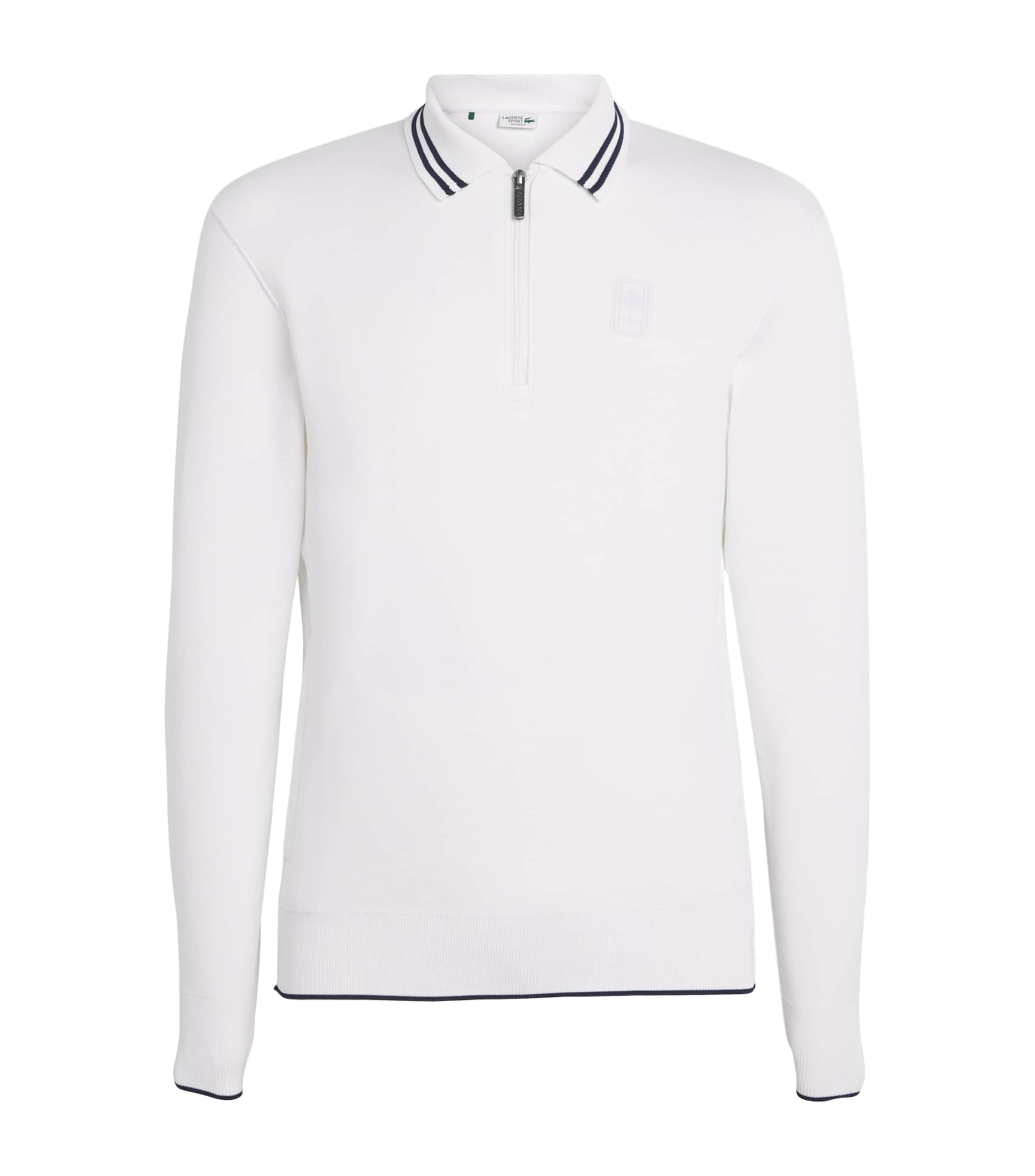 Lacoste Mens Tennis Heritage Polo Collar Quarter-Zip Sweatshirt White
