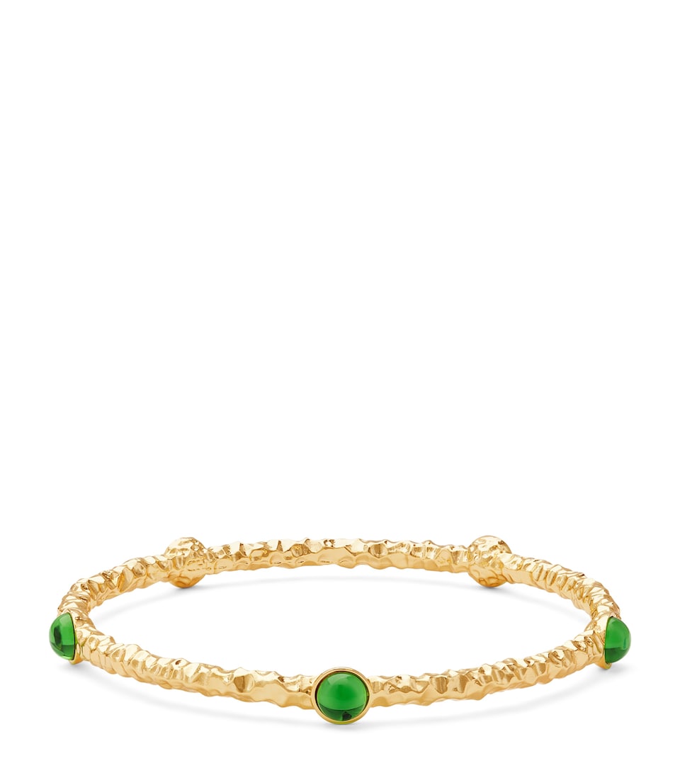 Halcyon Days Gold-Plated Cabochon Bangle Green