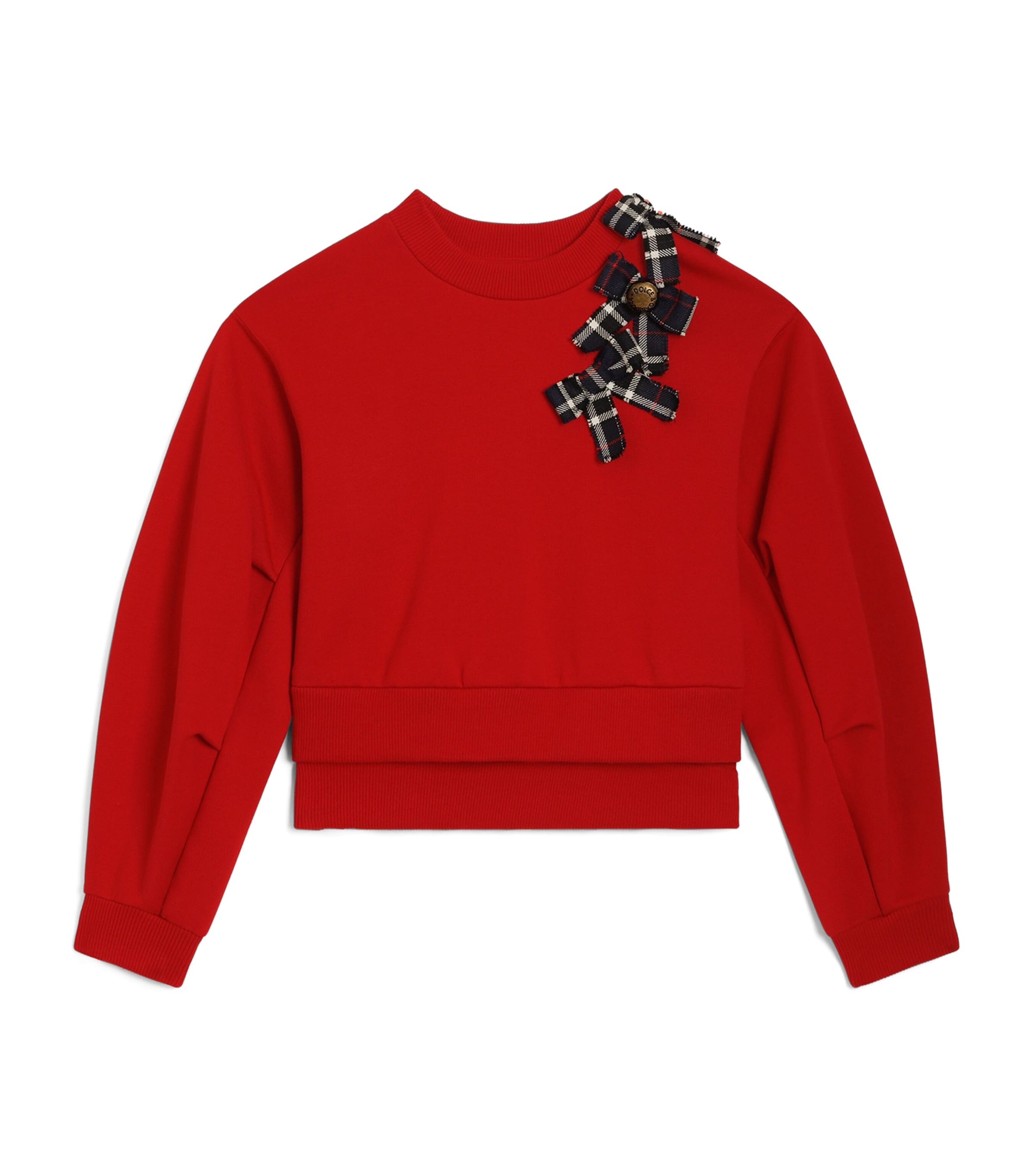 Dolce&Gabbana Kids Cotton Tartan Bow Sweatshirt (8-12+ Years) Bright Red