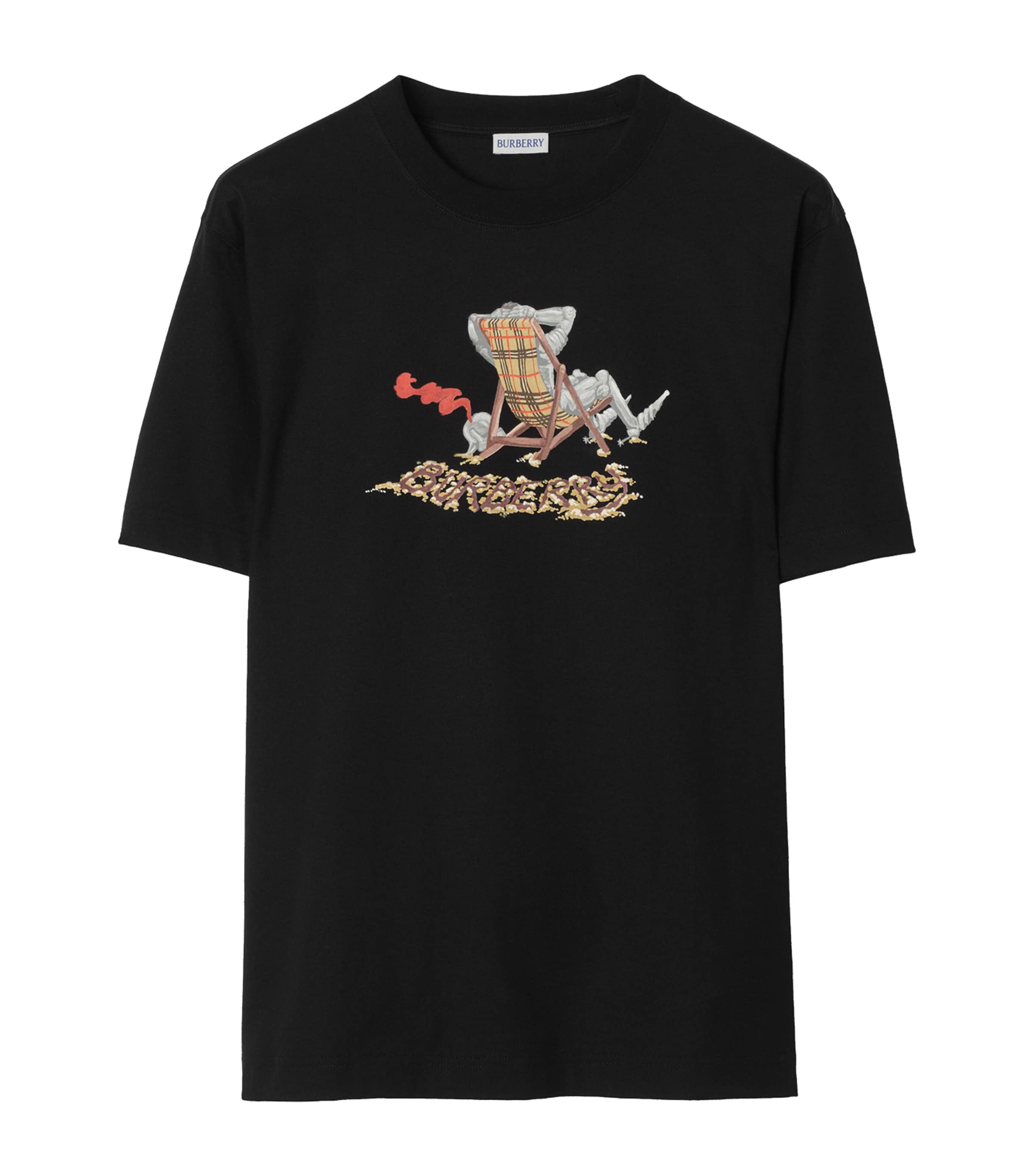 Burberry Mens Beach-Print T-Shirt Black