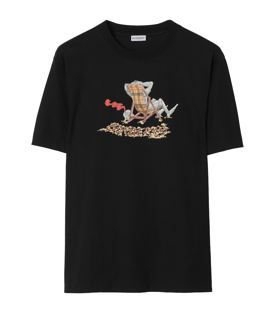 Burberry Mens Beach-Print T-Shirt Black