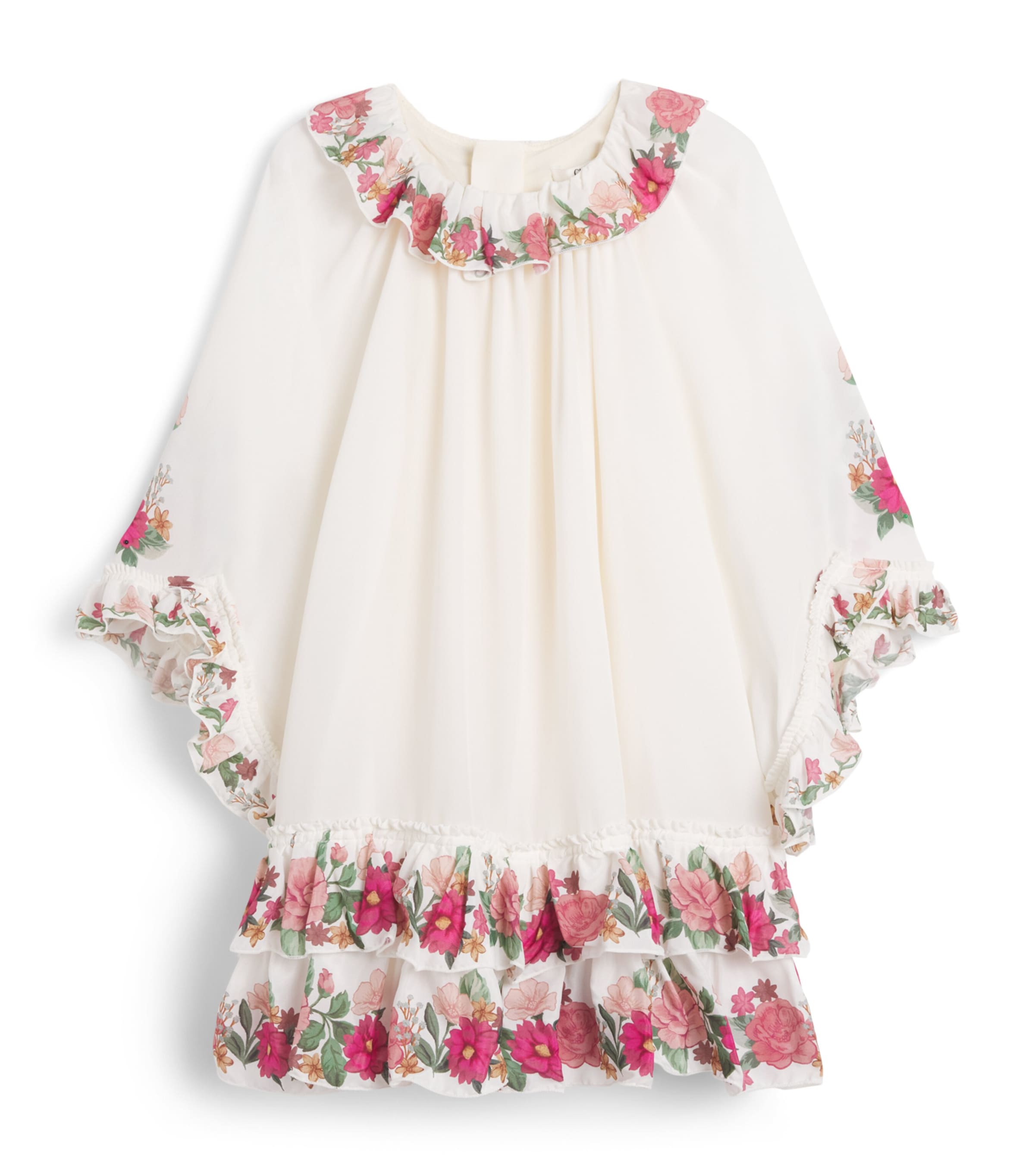 Chloé Kids Voile Ruffled Printed Dress (4-14 Years) Ivory