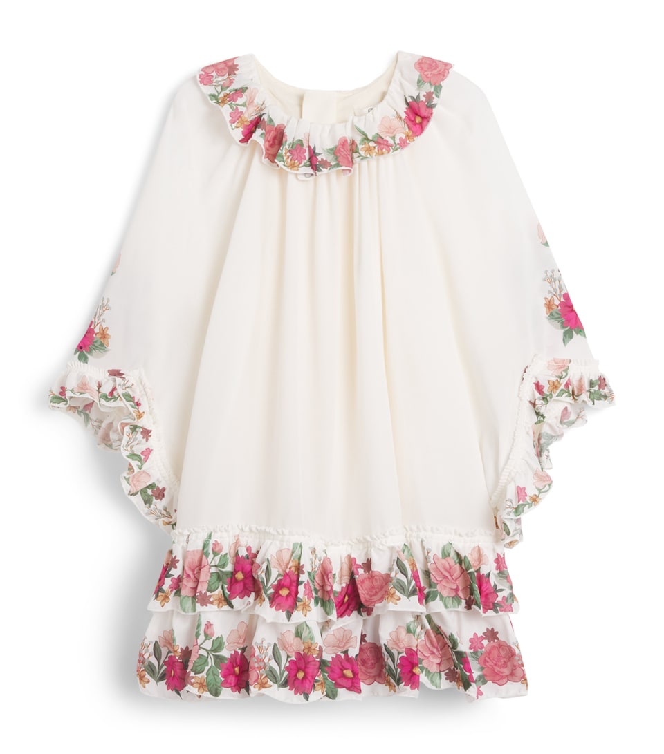 Chloé Kids Voile Ruffled Printed Dress (4-14 Years) Ivory
