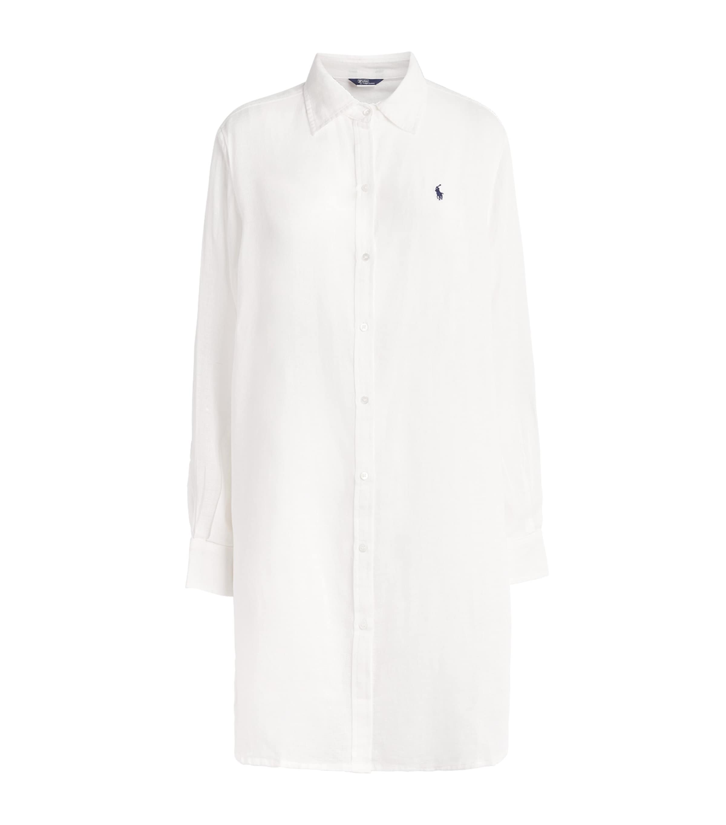Polo Ralph Lauren Womens Organic Cotton-Linen Boyfriend Shirt White