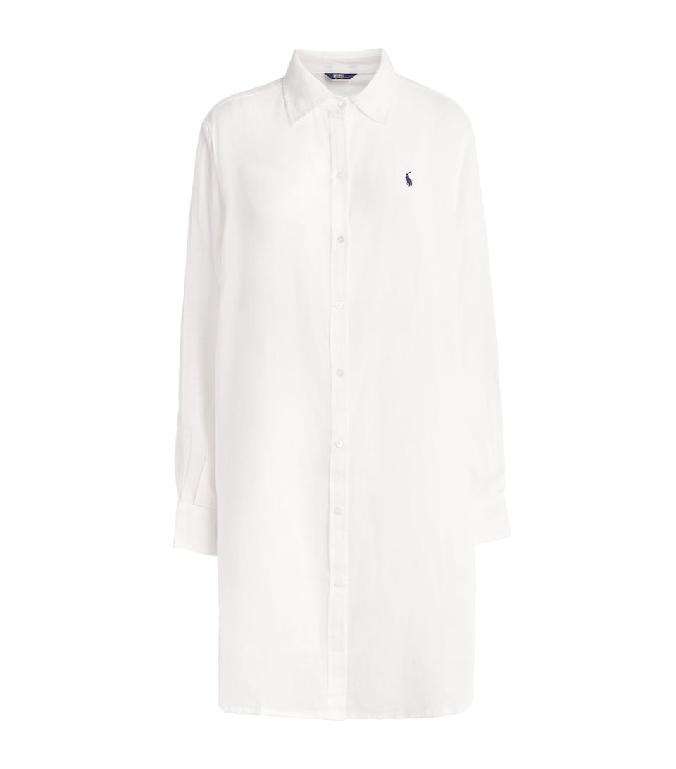 Polo Ralph Lauren Womens Organic Cotton-Linen Boyfriend Shirt White
