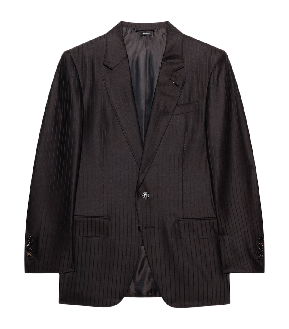 TOM FORD Mens Virgin-Wool Pinstripe Colbert Blazer Ear