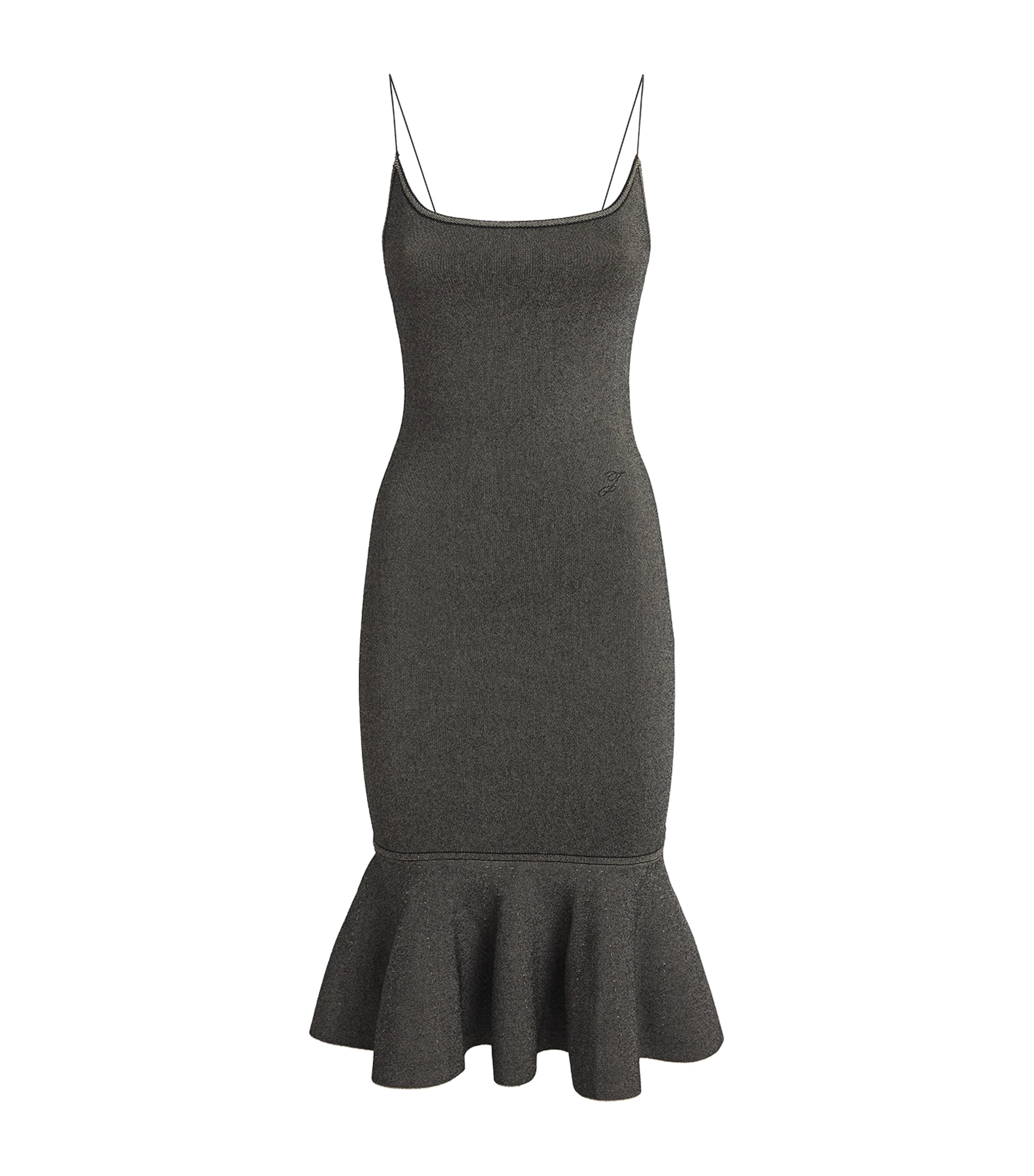 Jacquemus Womens Knitted Pina Midi Dress Dark Beige
