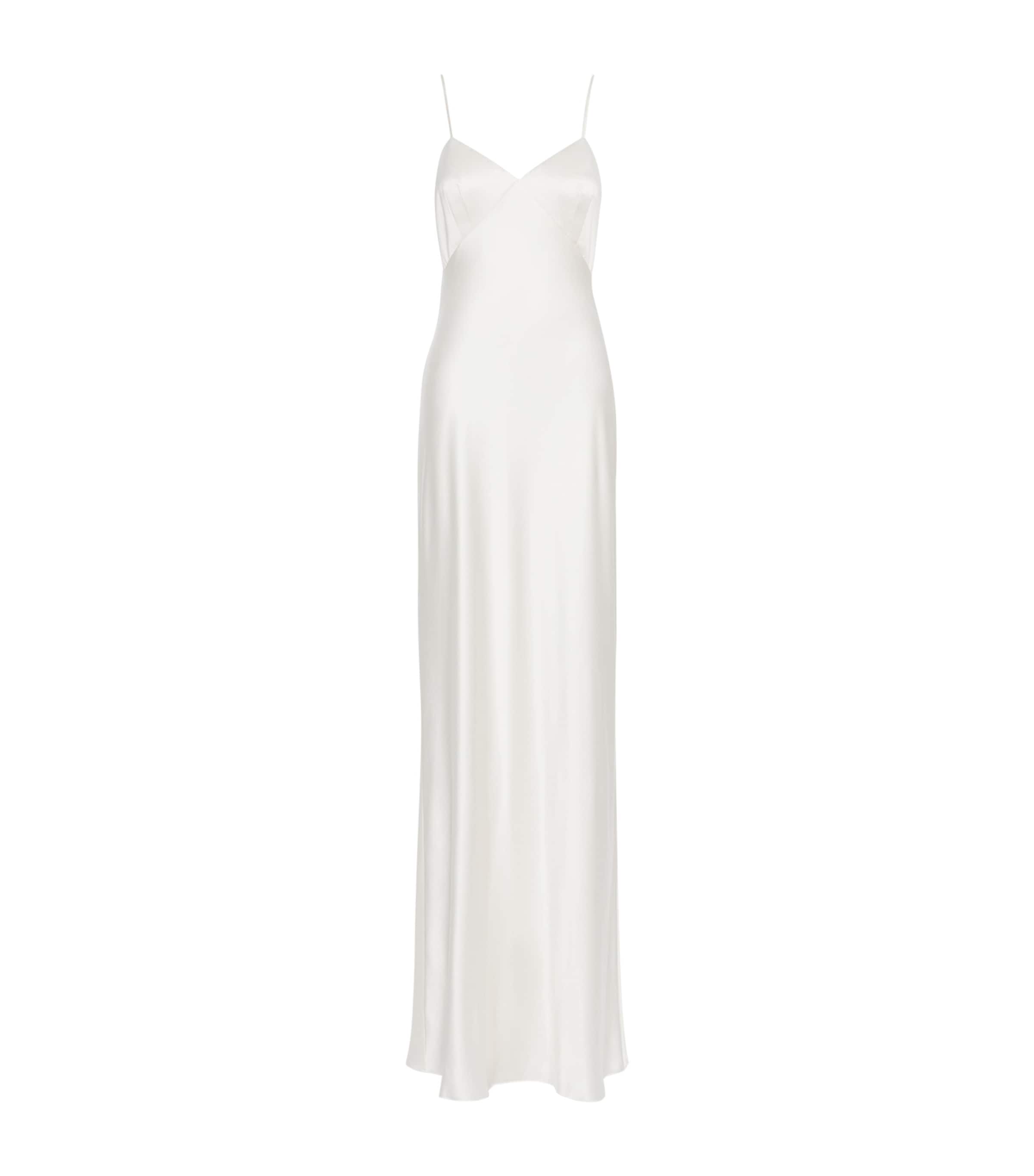 Max Mara Womens Silk V-Neck Maxi Dress Silk
