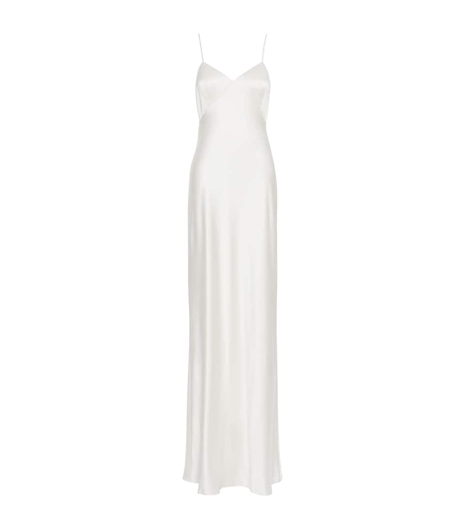 Max Mara Womens Silk V-Neck Maxi Dress Silk