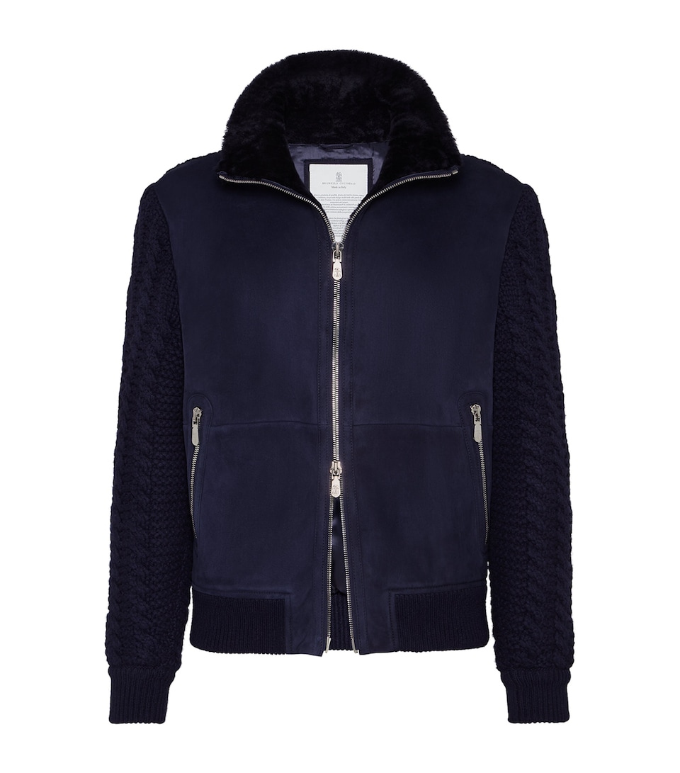 Suede Knit Insert Bomber Jacket