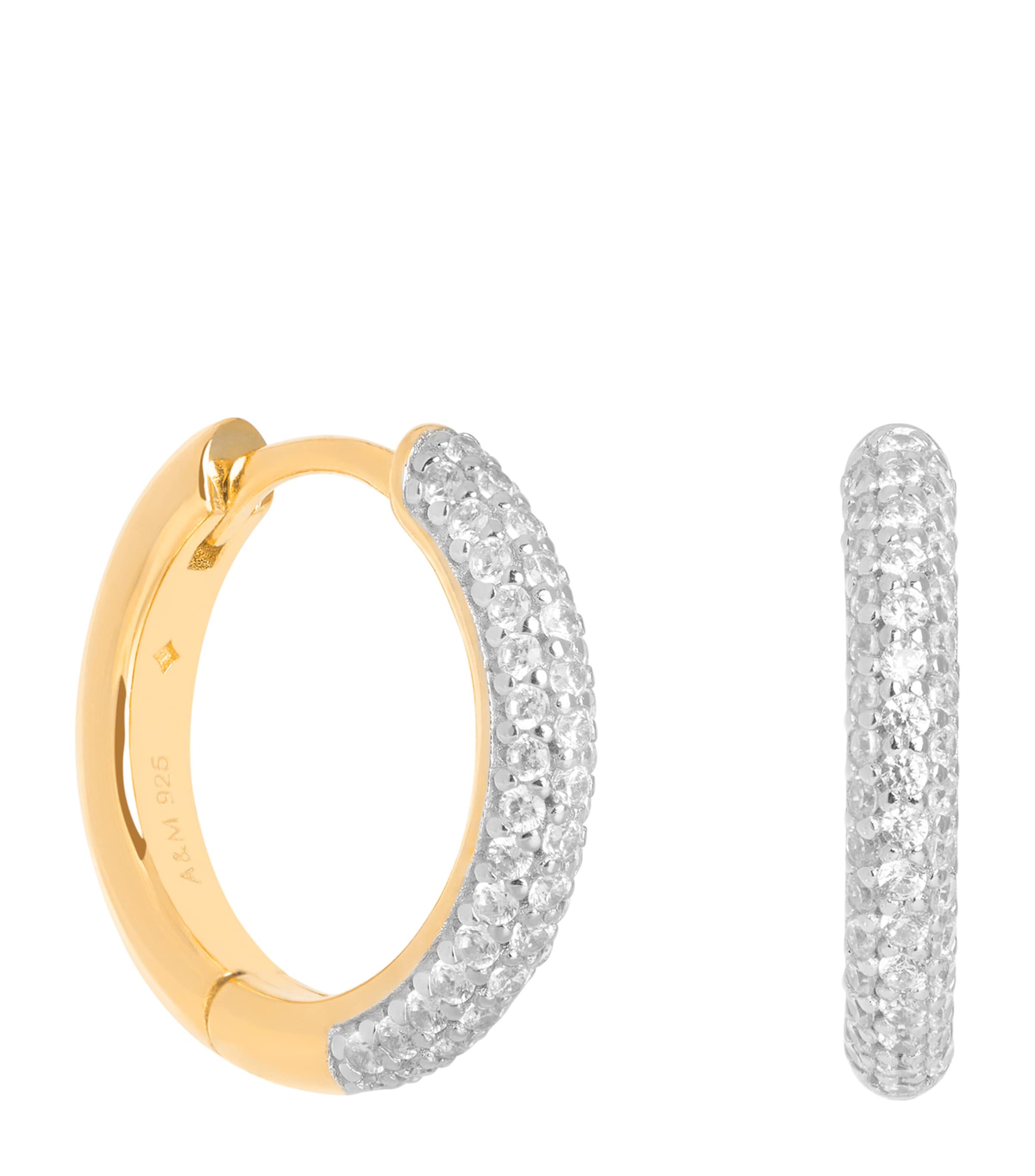 Gold-Plated Pavé Essential Hoop Earrings Small