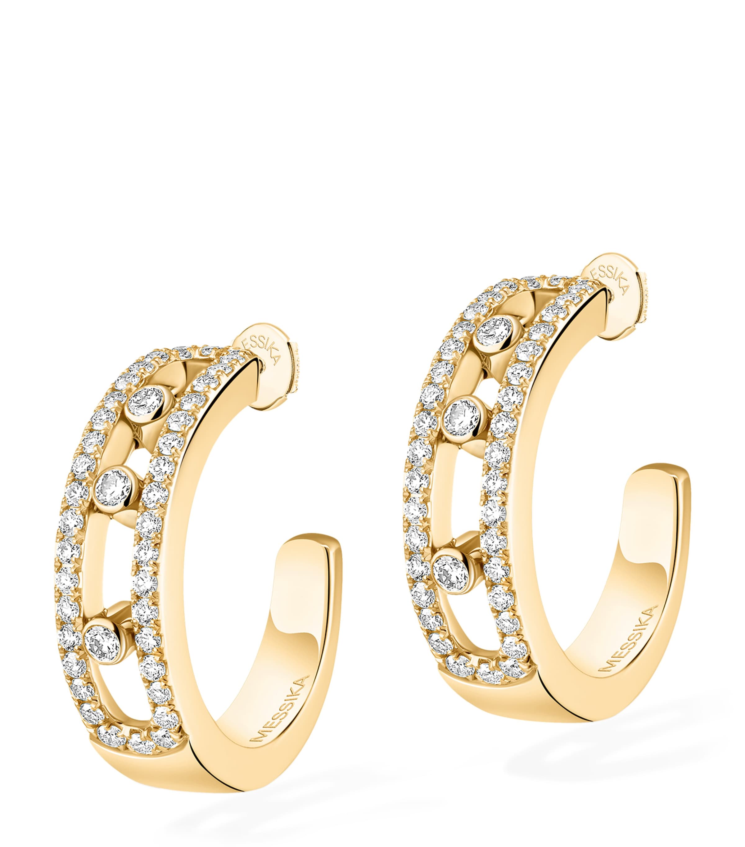 Messika Move Classique Yellow Gold and Diamond Hoop Earrings Yellow Gold