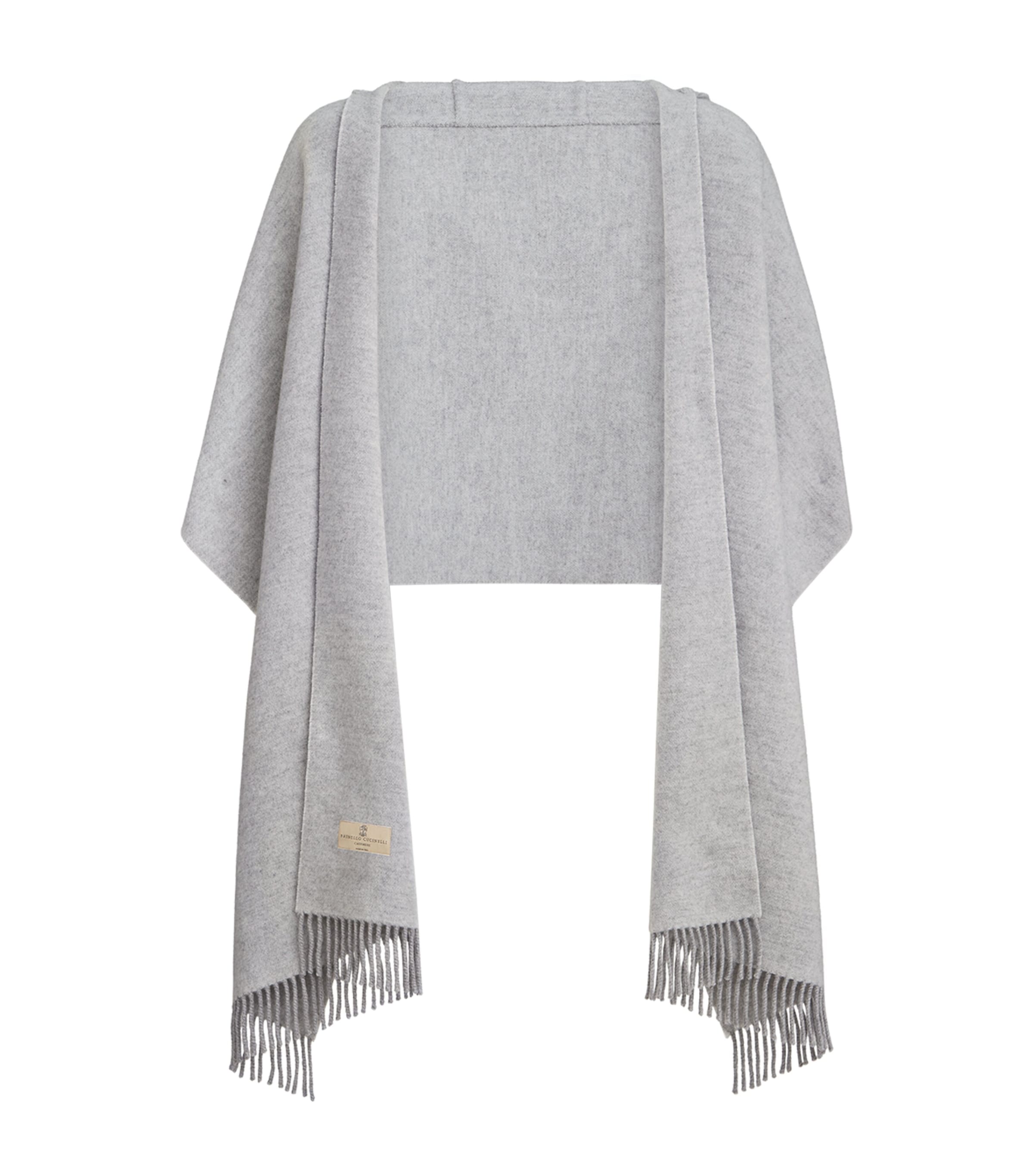 Brunello Cucinelli Wool-Cashmere Hooded Scarf Grey