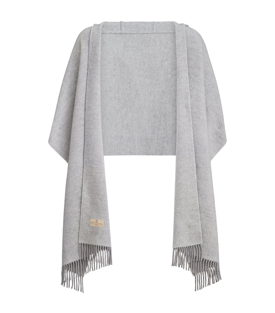 Brunello Cucinelli Wool-Cashmere Hooded Scarf Grey