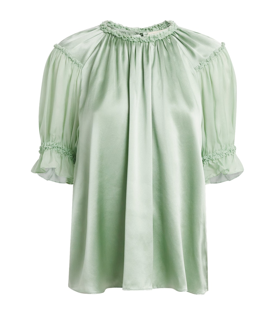 Ulla Johnson Womens Silk Alina Blouse Celadon