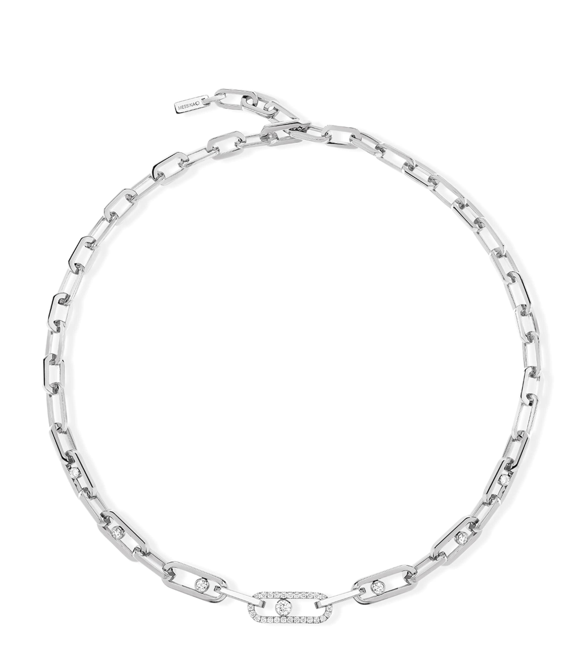 Messika Move Link Pink Gold and Diamond Necklace (1.10ct) White Gold