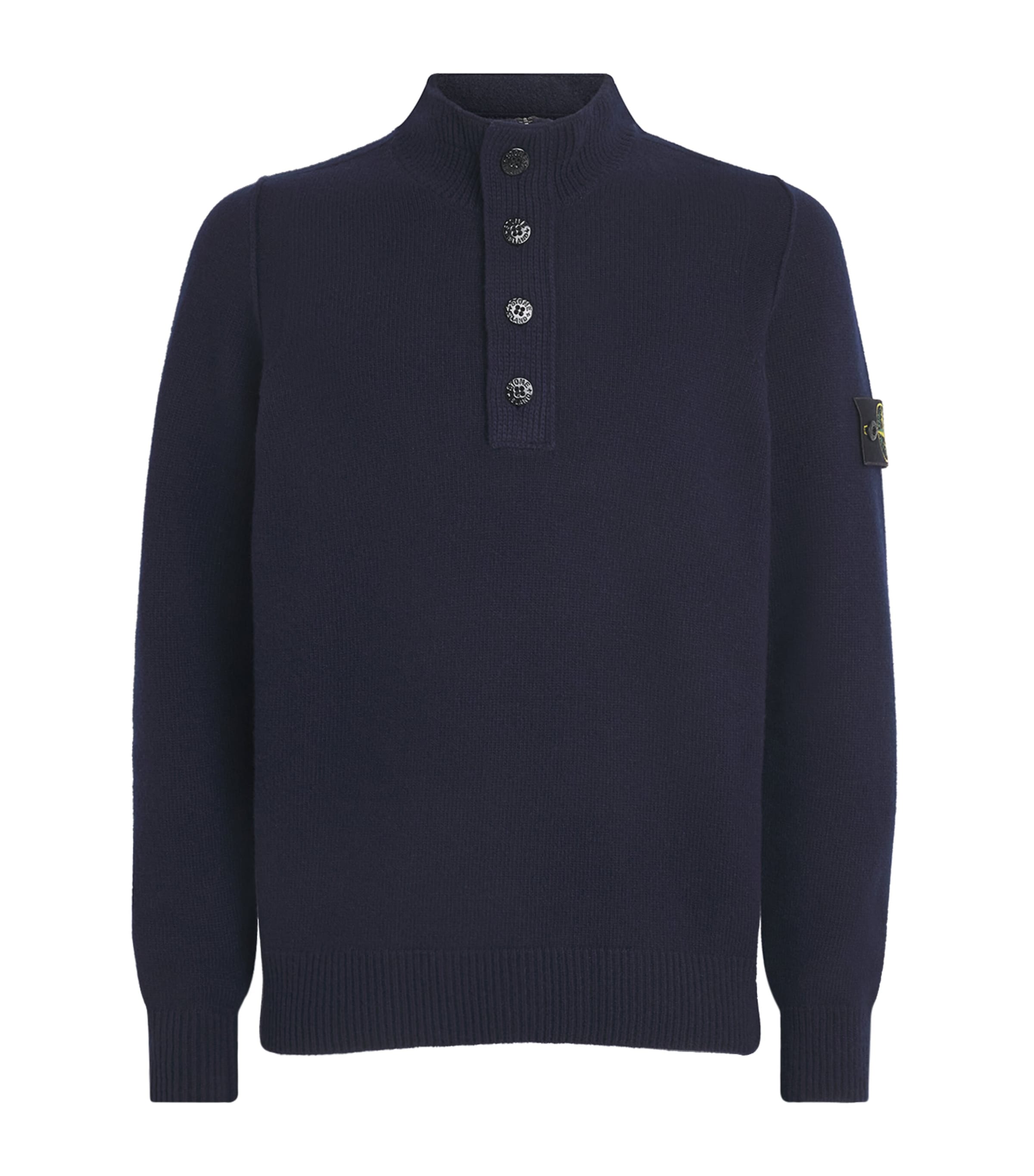 Stone Island Mens Wool-Blend Button-Up Sweater