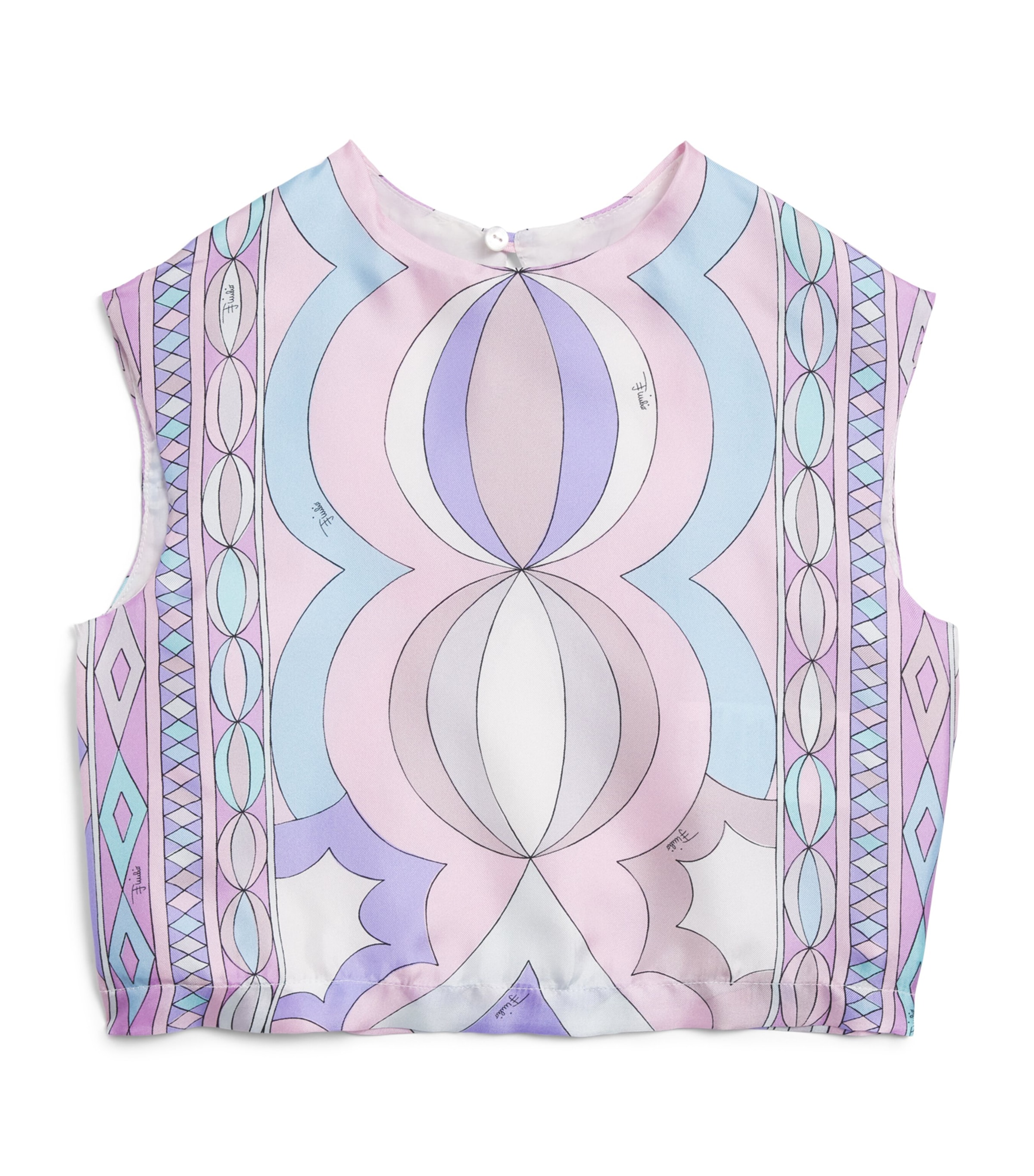 PUCCI Junior Silk Printed Top (4-14 Years) Rosa Bloom/celeste