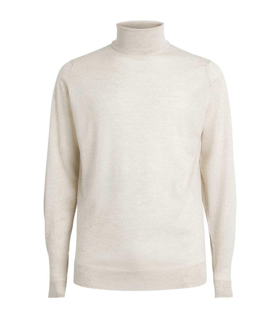 John Smedley Mens Extra Fine Merino Wool Cherwell Rollneck Sweater Grey Fleece