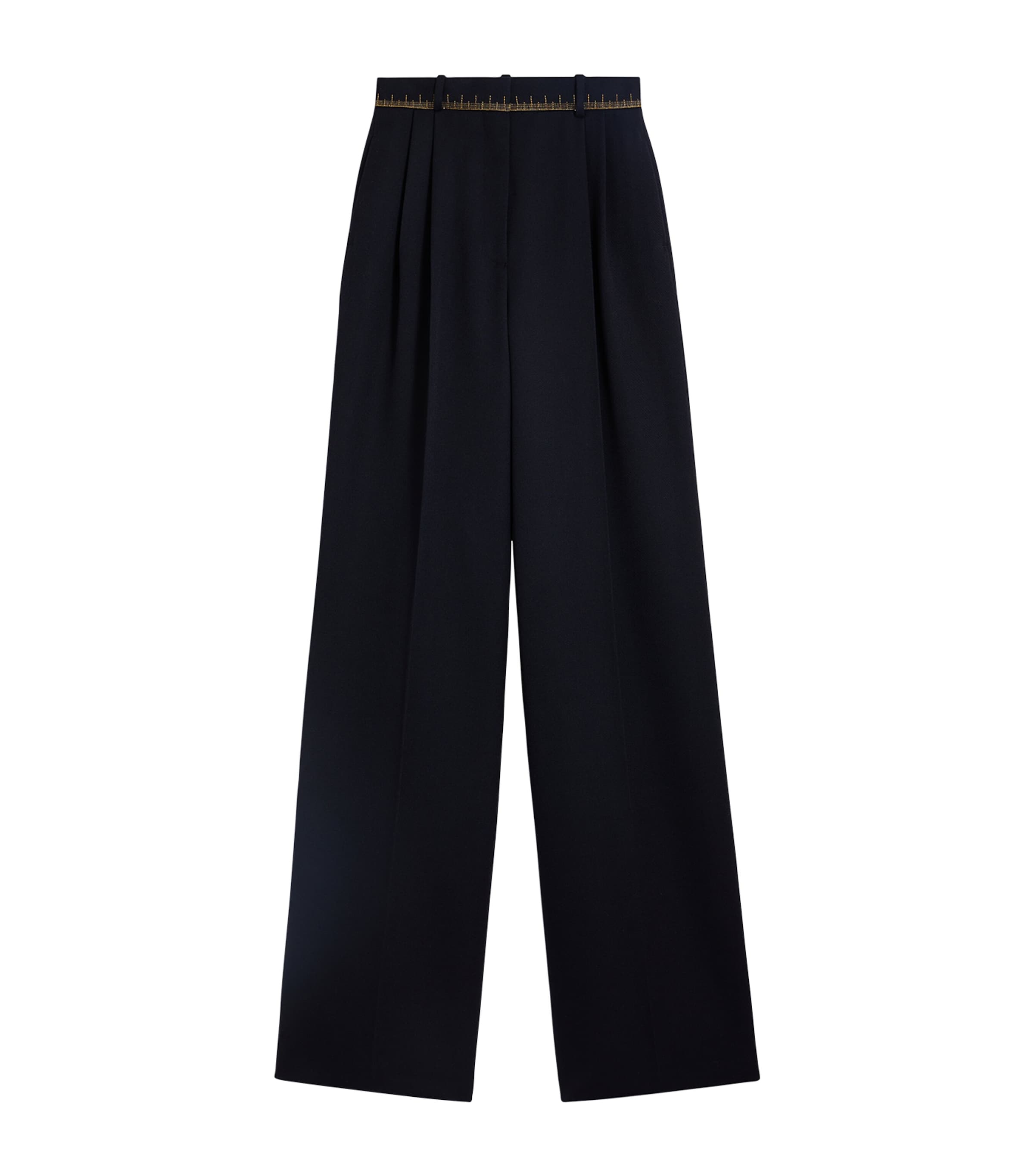 Schiaparelli Womens Wool Measuring Tape Wide-Leg Trousers Navy