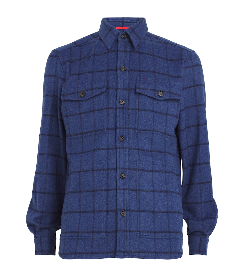 Isaia Mens Wool-Cashmere Overshirt