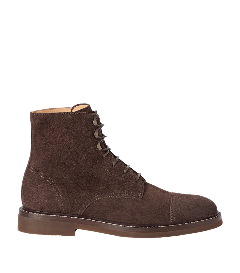 Brunello Cucinelli Brushed Leather Ankle Boots