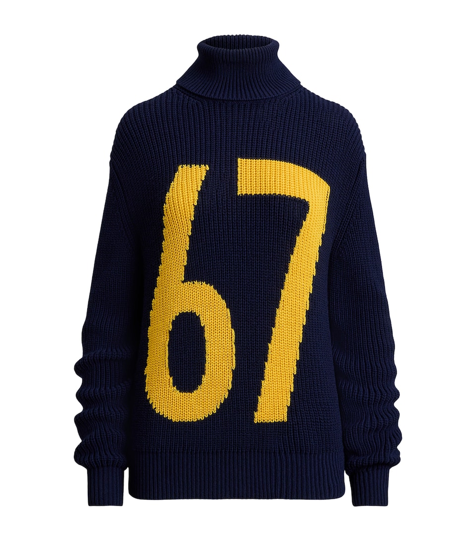 Cotton-Silk Intarsia-Knit Rollneck Sweater