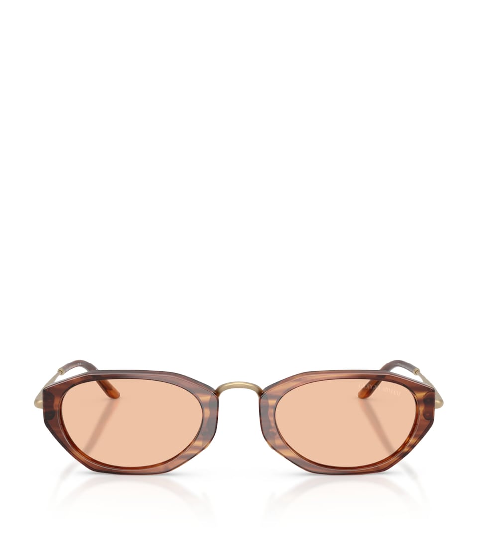 Giorgio Armani Acetate Irregular Sunglasses Brown