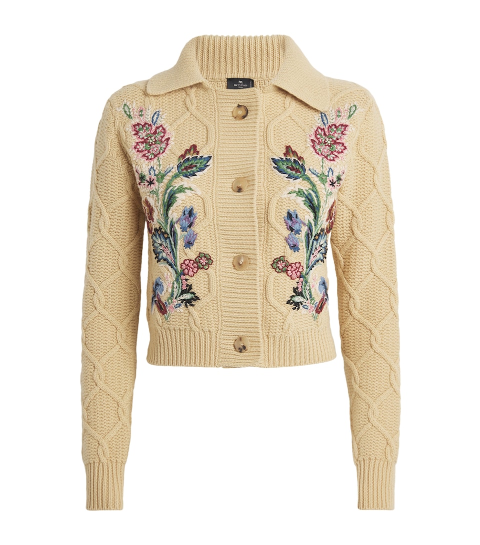 Wool-Cashmere Embroidered Cardigan