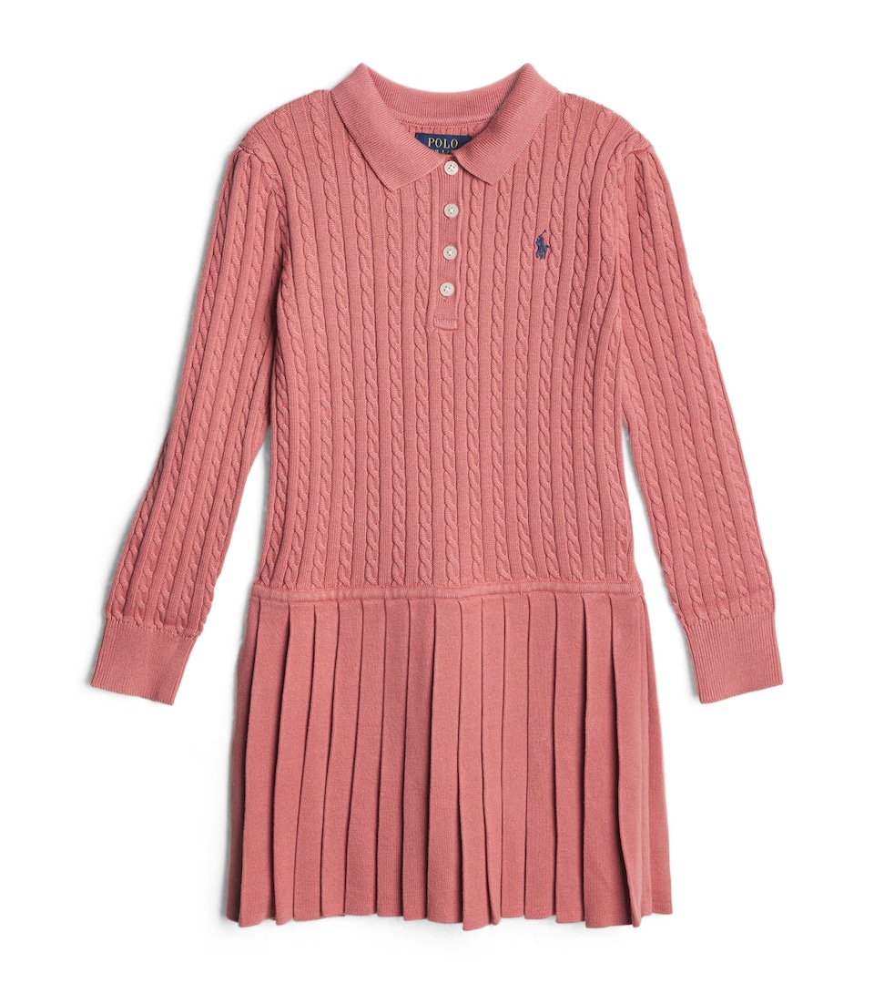 Ralph Lauren Kids Cable-Knit Polo Pony Dress (6-14 Years) Canvas Pink