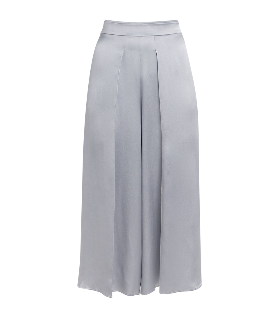 Eleventy Womens Silk Cropped Pleated Trousers Nuvola