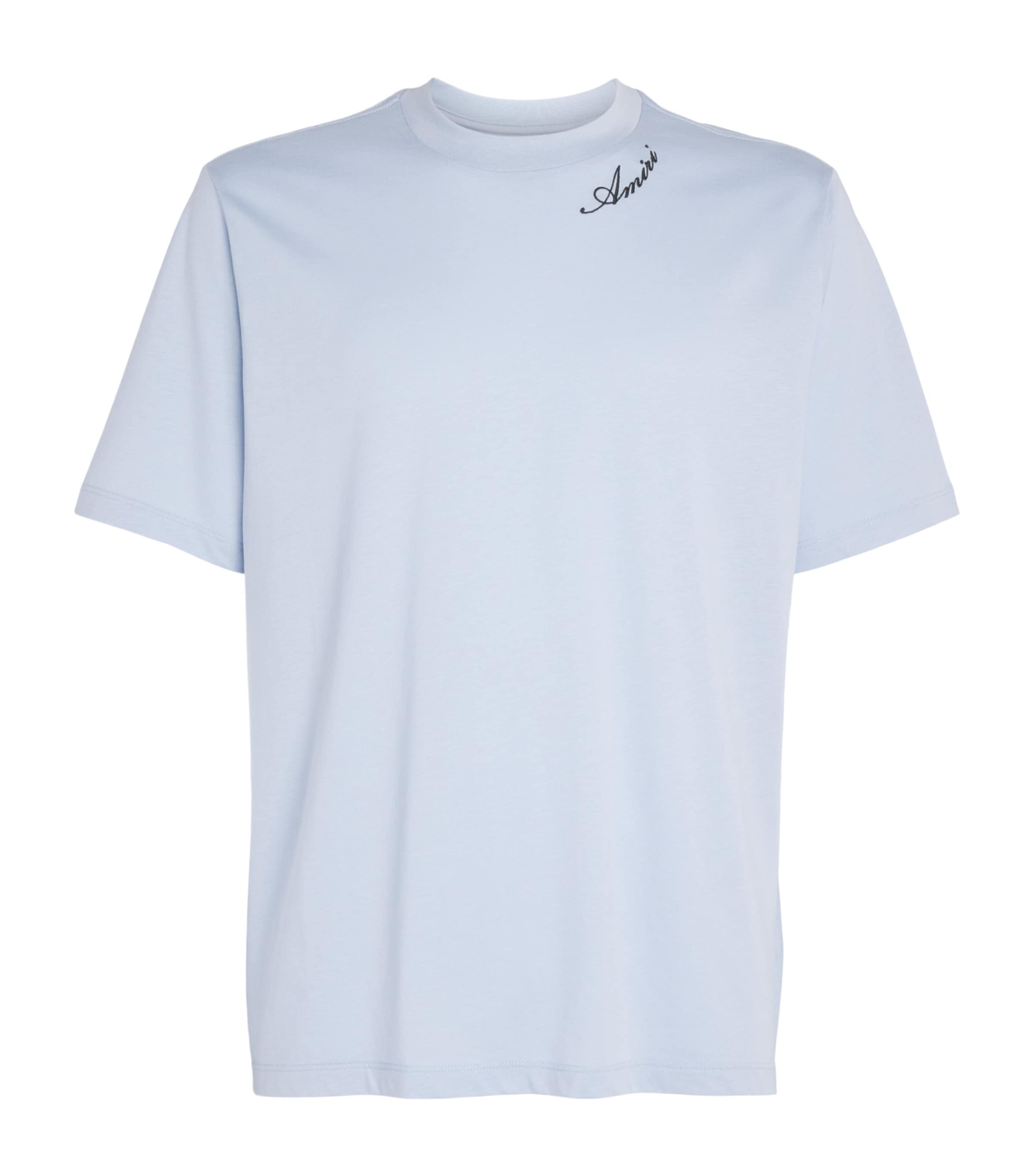 AMIRI Mens Cotton Script T-Shirt Skyline Blue