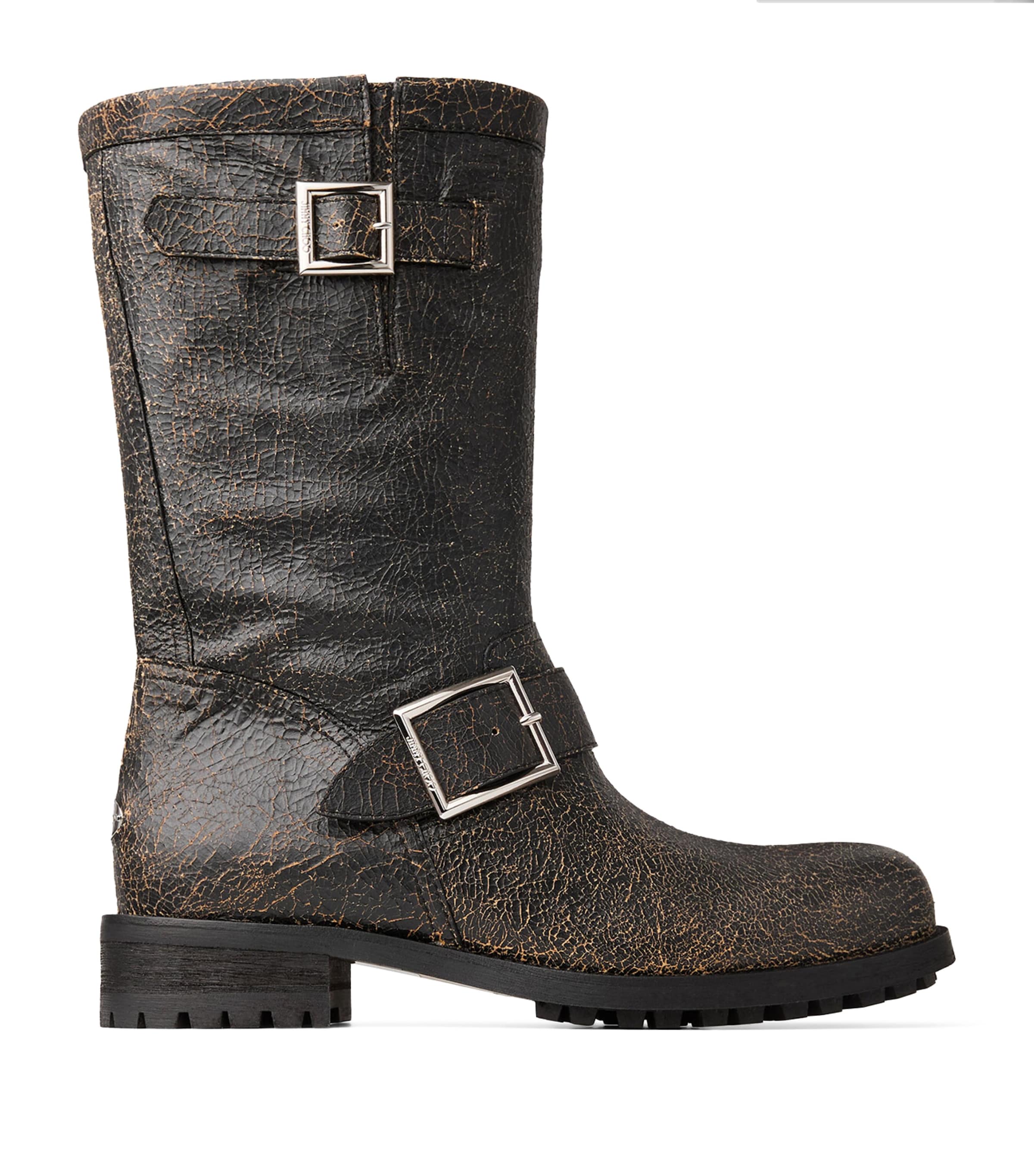 Jimmy Choo Leather Biker Boots Black/toffee