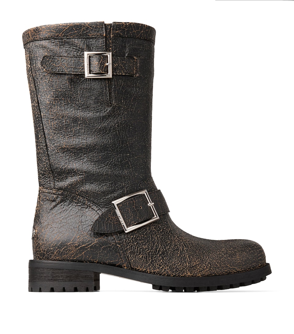 Jimmy Choo Leather Biker Boots Black/toffee