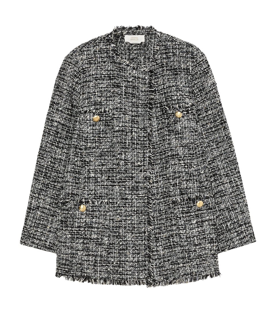 Marina Rinaldi Womens Tweed Jacket Black White